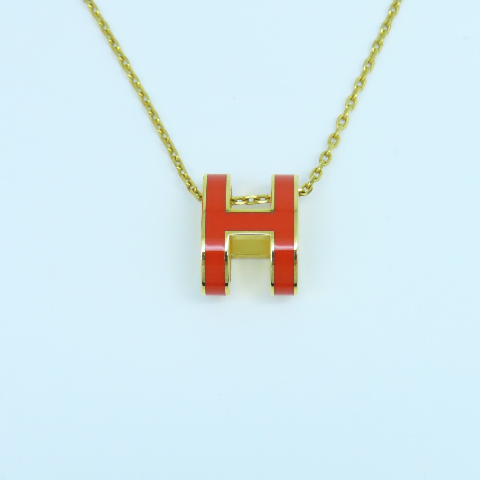 HERMES 金屬Pop H Necklace項鍊橙色金色
