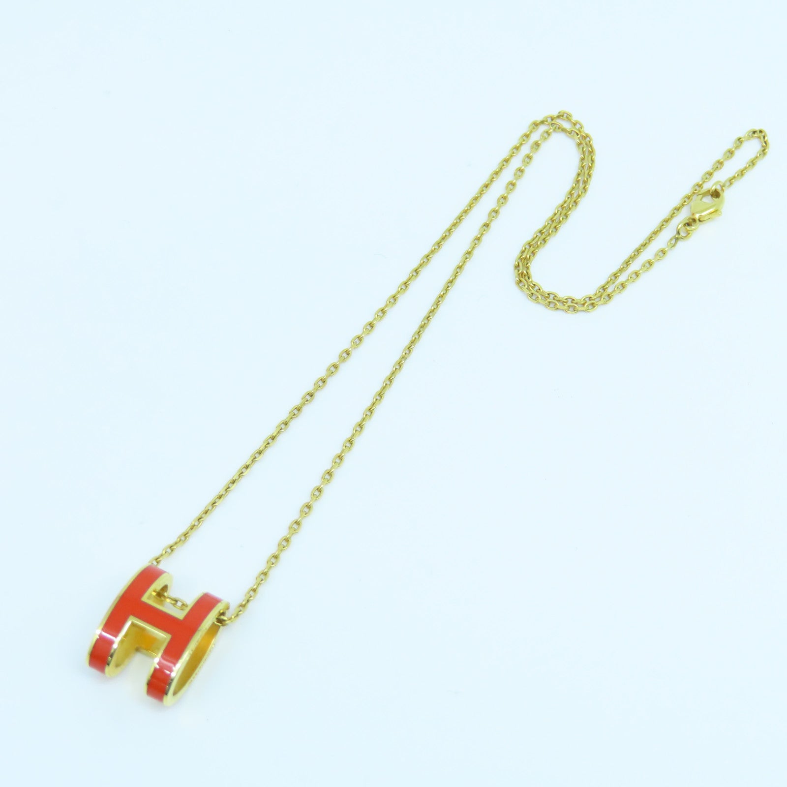 HERMES 金屬Pop H Necklace項鍊橙色金色