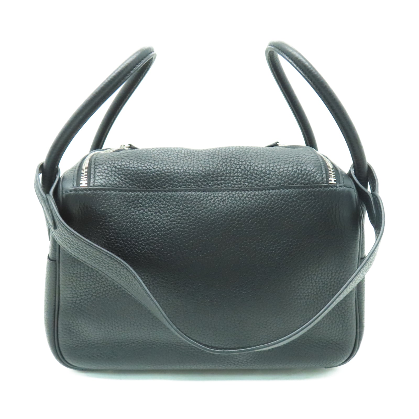 HERMES Taurillon Clemence皮革Lindy 26銀扣手挽肩背兩用袋黑色