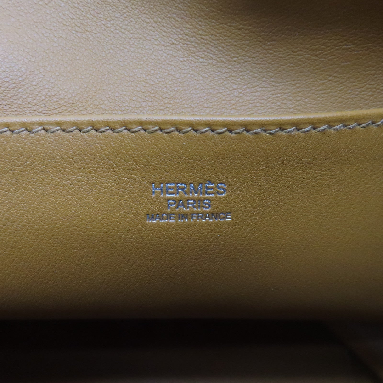 HERMES Evercolor Leather Licol 17 Shoulder Bag Gold/Brown