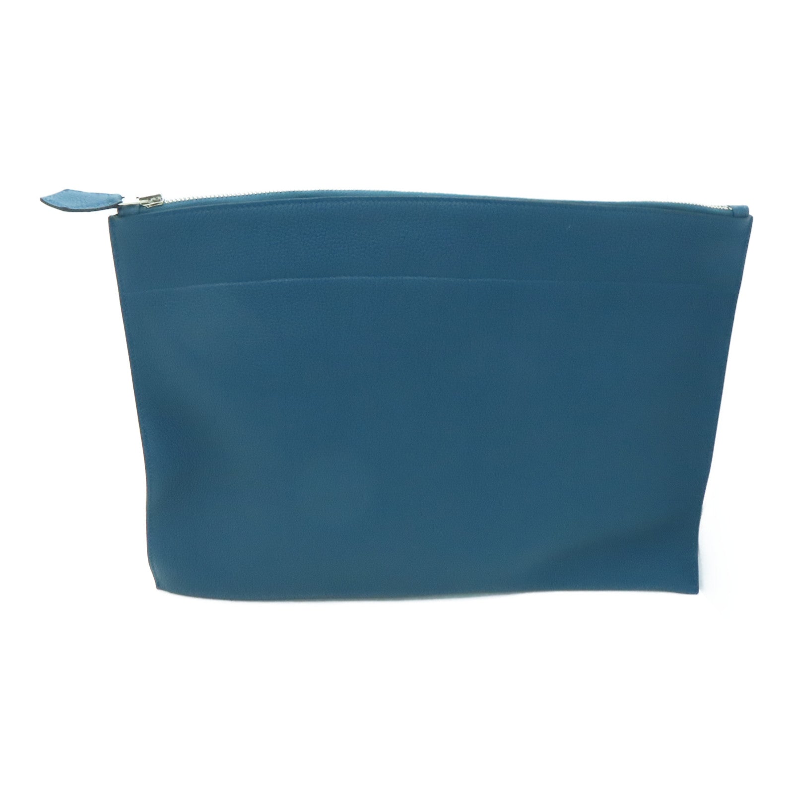 HERMES Togo皮革Clutch Bag银扣手拿包Cobalt Blue