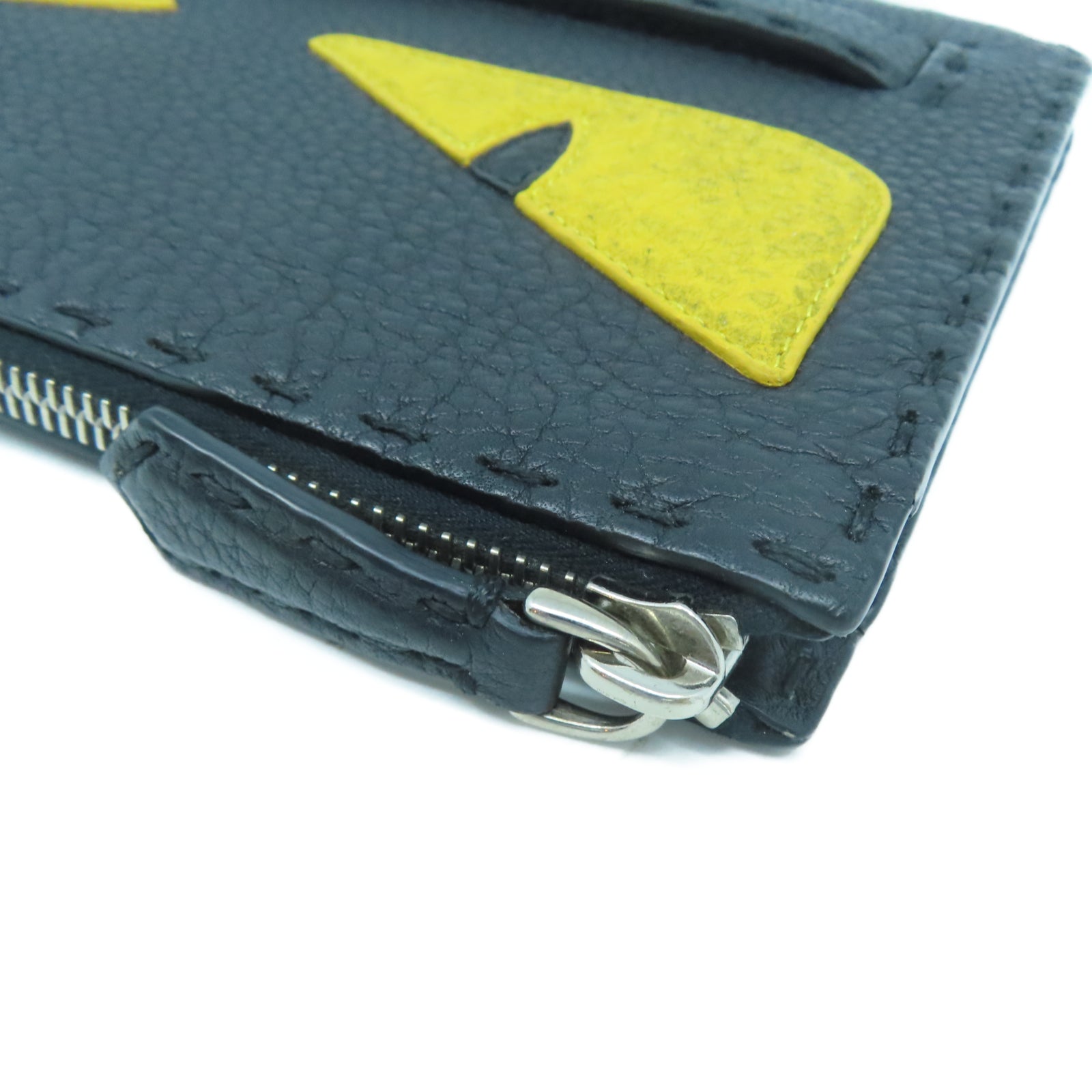 FENDI 牛皮皮革Clutch Bag銀扣手拿包黑色/黃色