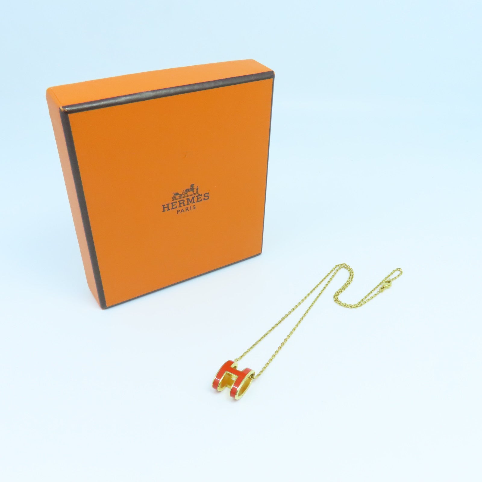 HERMES 金屬Pop H Necklace項鍊橙色金色