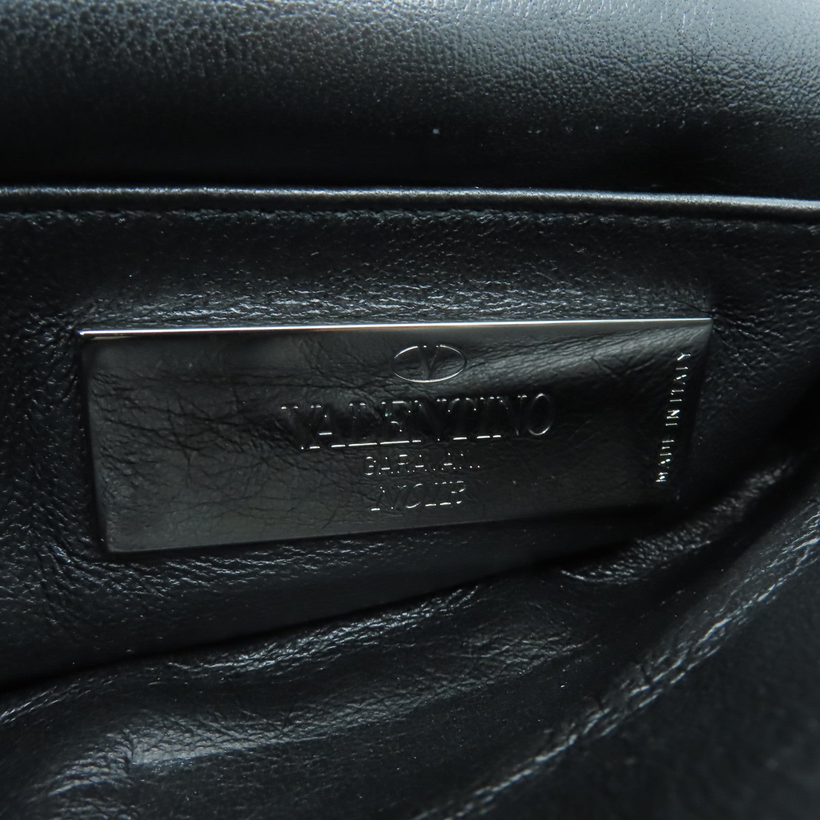 Valentino 馬毛Va Va Voom銀扣鏈帶肩背袋黑色