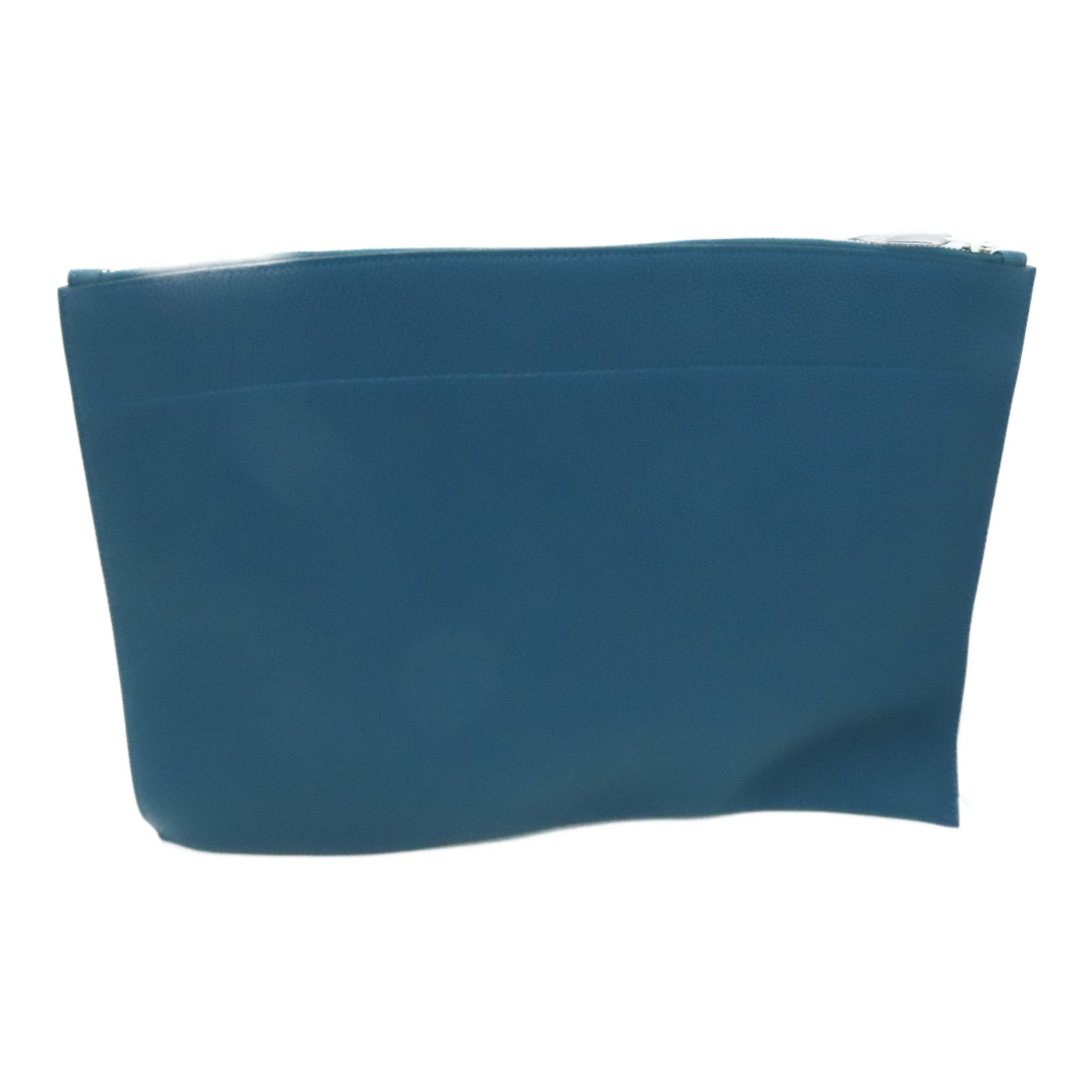 HERMES Togo皮革Clutch Bag银扣手拿包Cobalt Blue