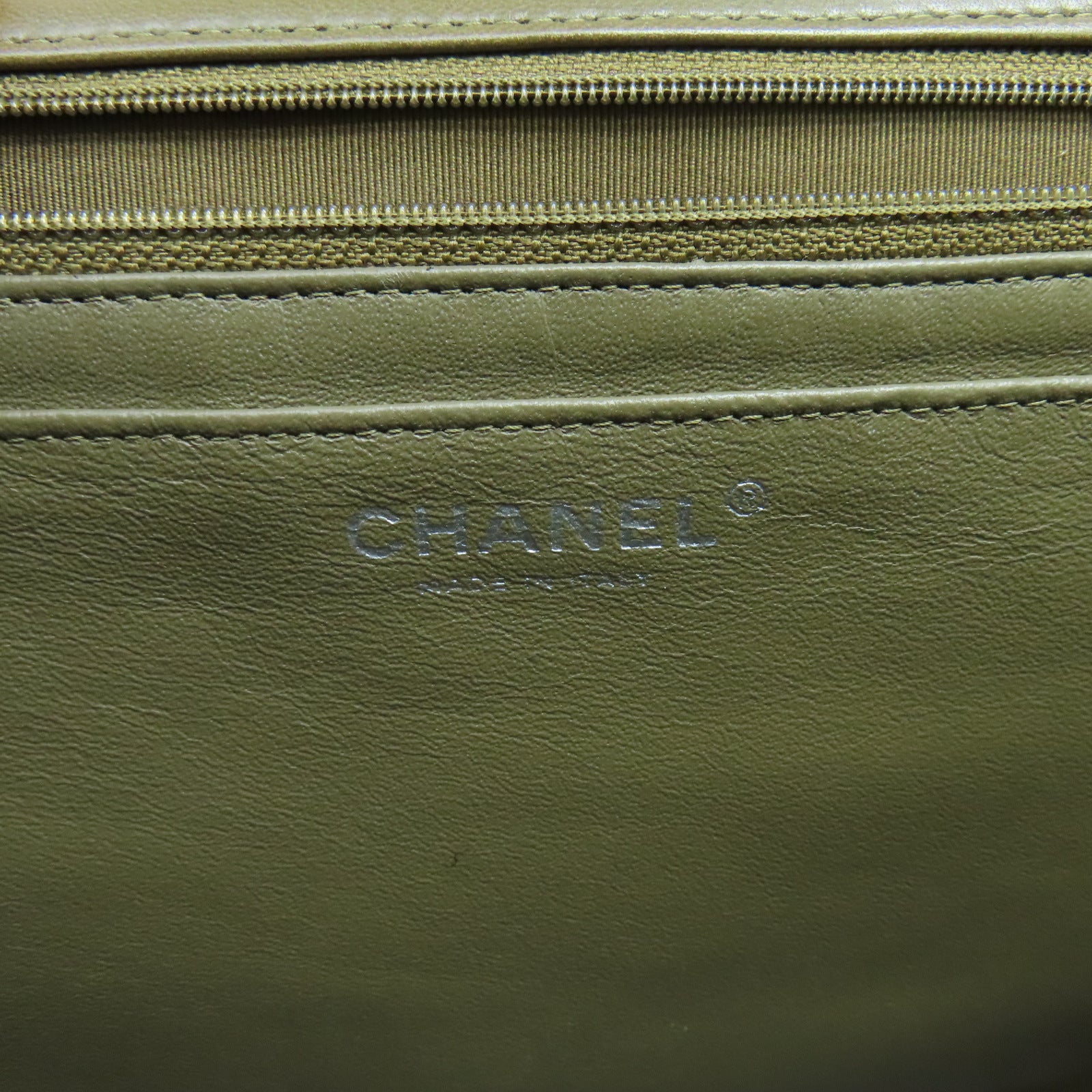 CHANEL 菱格漆皮皮革Chain Shoulder銀扣鏈帶肩背袋棕色