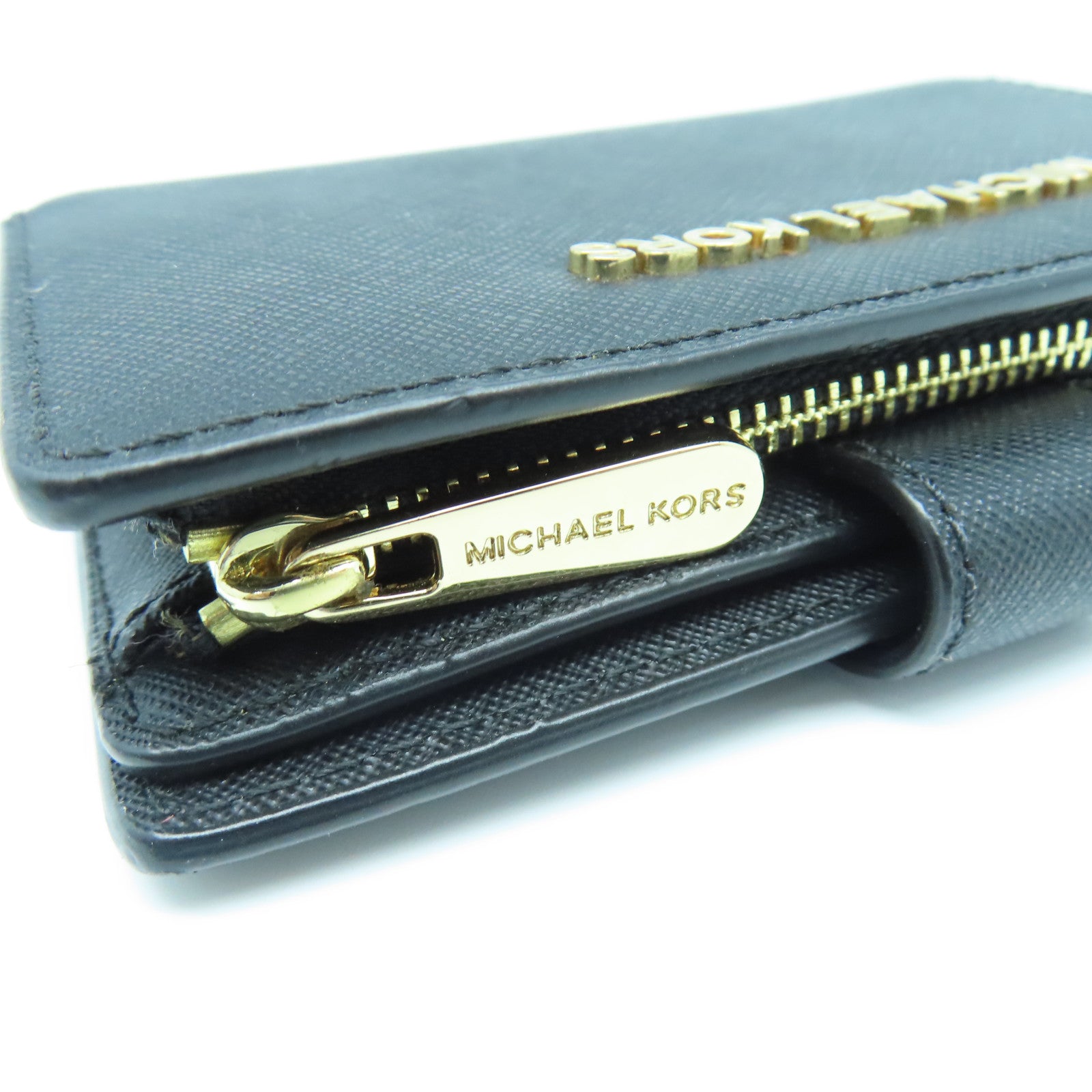 Michael Kors Leather Long Wallet Gold Buckle Long Wallet Black