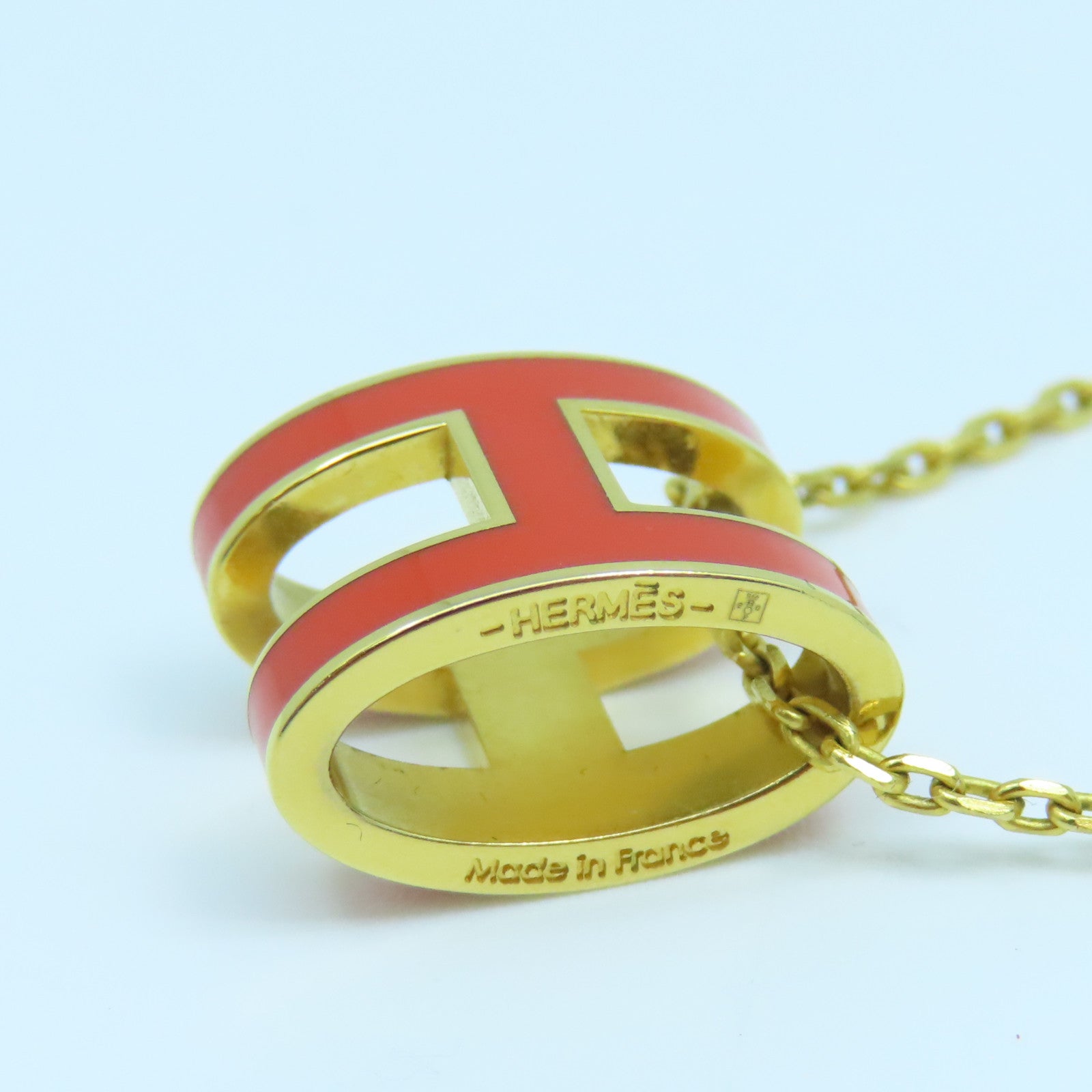 HERMES 金屬Pop H Necklace項鍊橙色金色