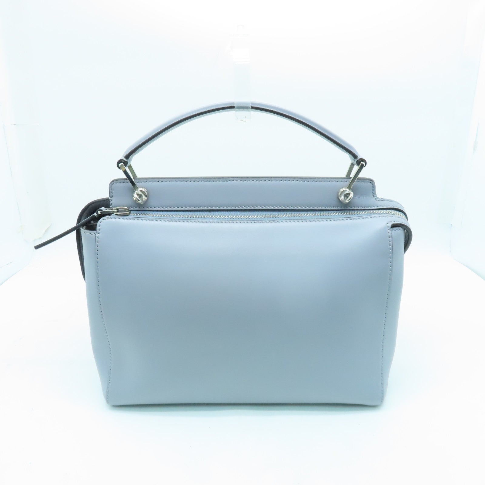 FENDI 牛皮皮革2 Way Shoulder银扣手挽肩背两用袋灰色