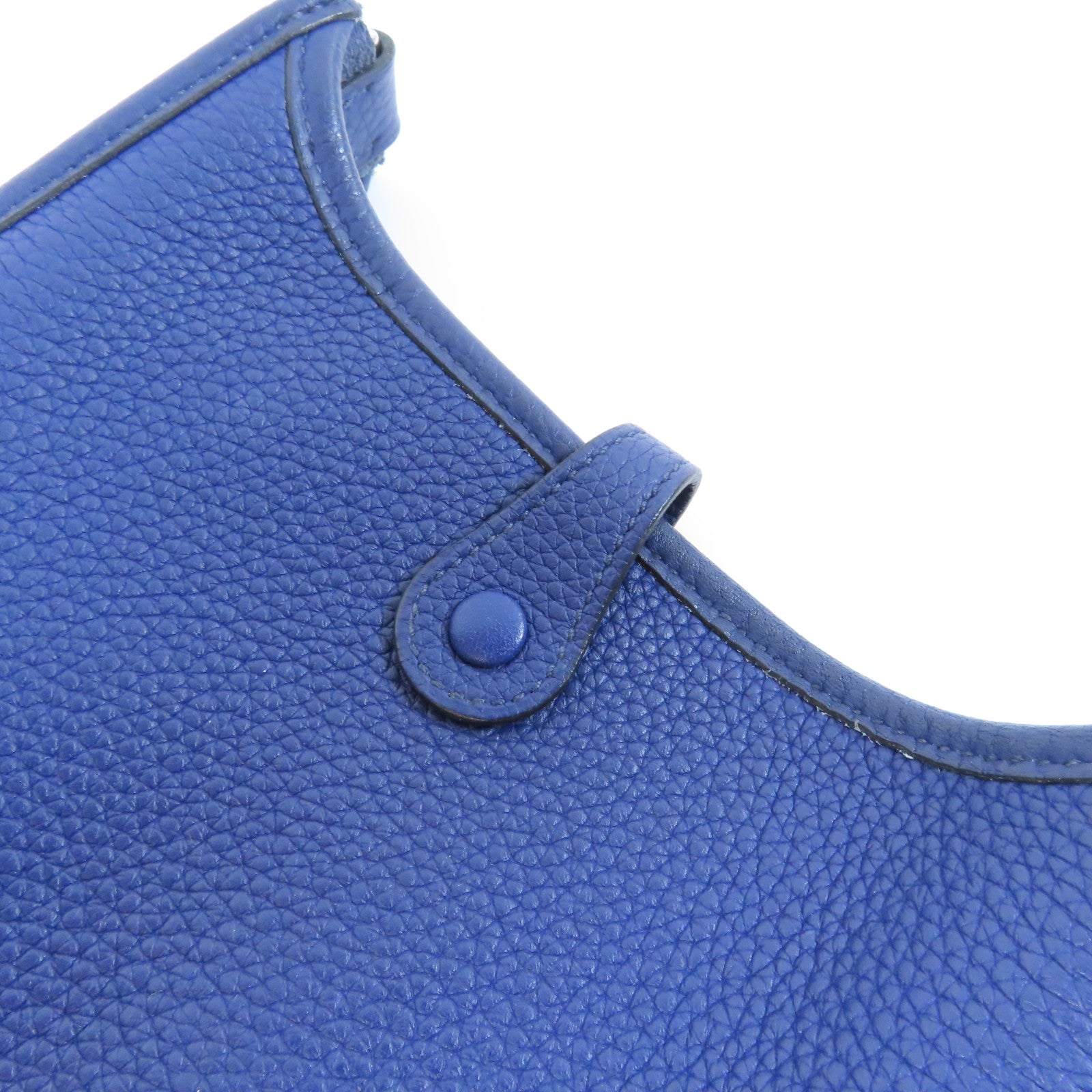 HERMES Clemence皮革Evelyne TPM銀扣肩背袋Bleu Saphir寶石藍色