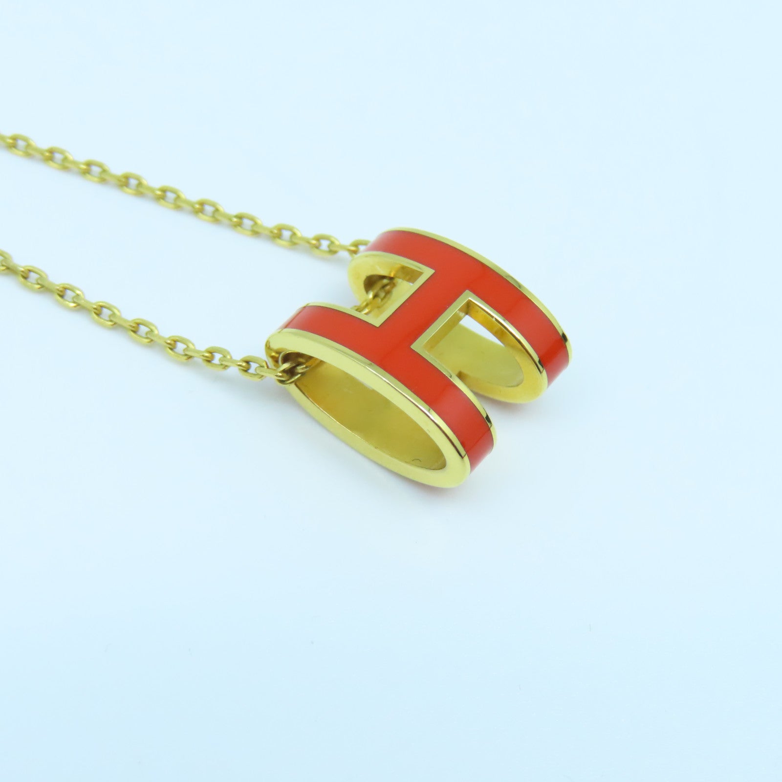 HERMES 金屬Pop H Necklace項鍊橙色金色