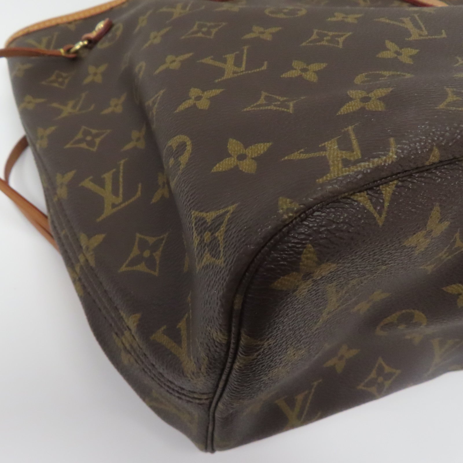 LOUIS VUITTON Monogram Neverfull MM金扣肩背袋啡色