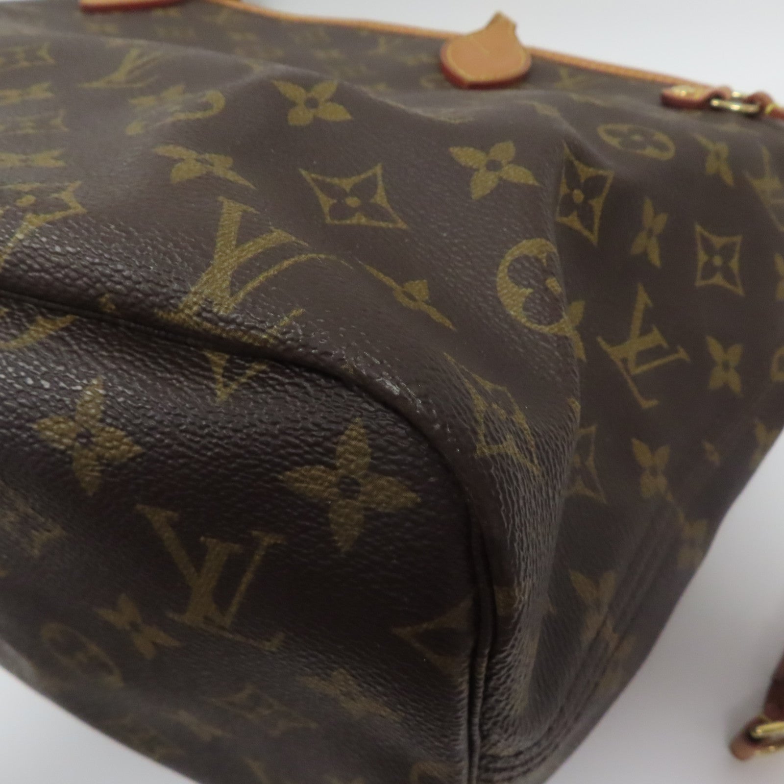 LOUIS VUITTON Monogram Neverfull MM金扣肩背袋啡色