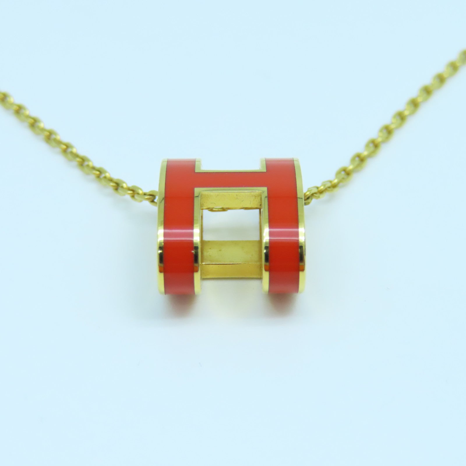 HERMES 金屬Pop H Necklace項鍊橙色金色