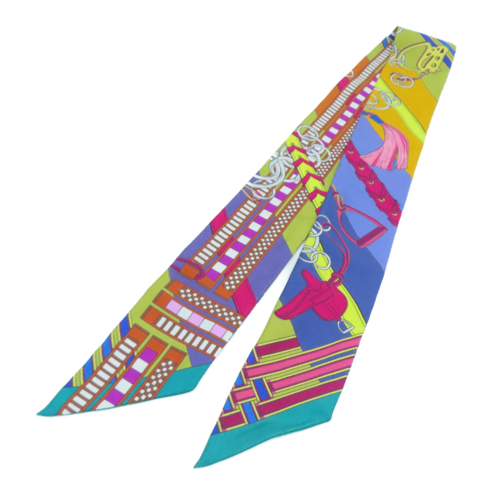 HERMES Silk Twilly Scrafs Scarf Multicolor