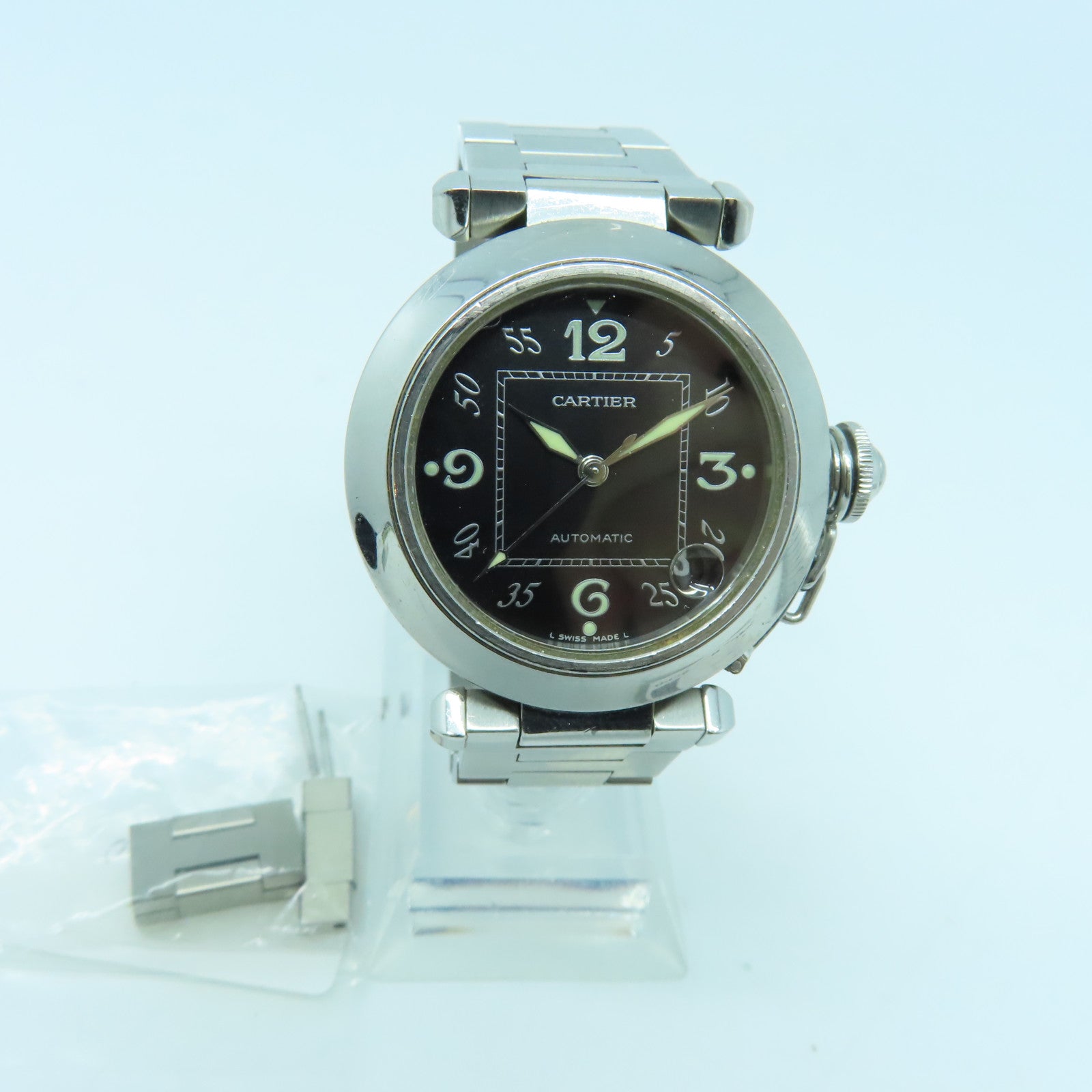 CARTIER Pasha C不鏽鋼手錶自動機芯黑色