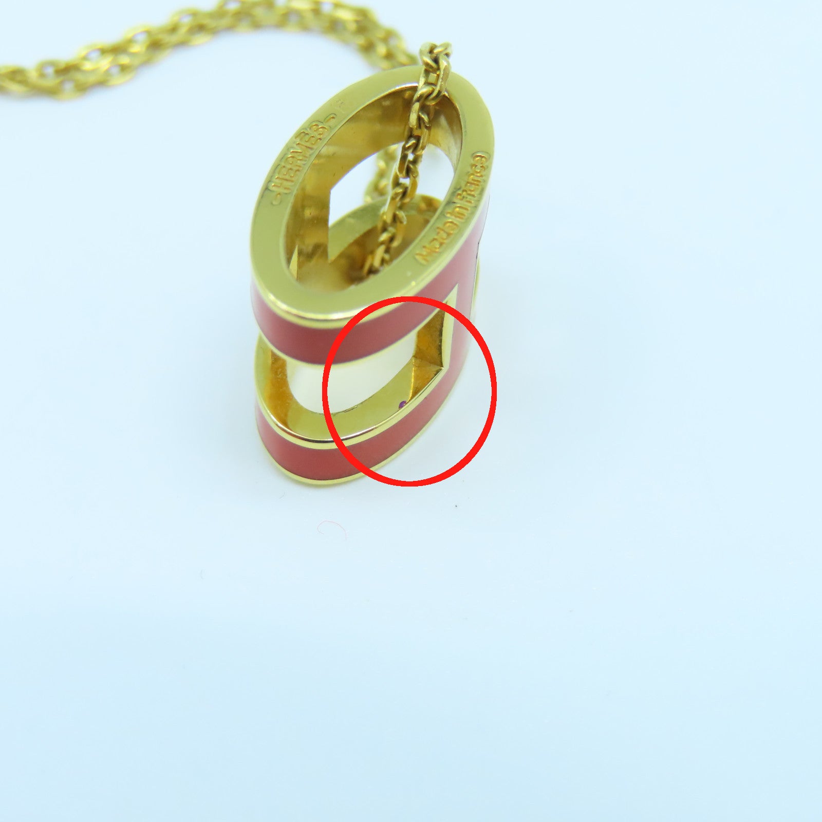 HERMES 金屬Pop H Necklace項鍊橙色金色