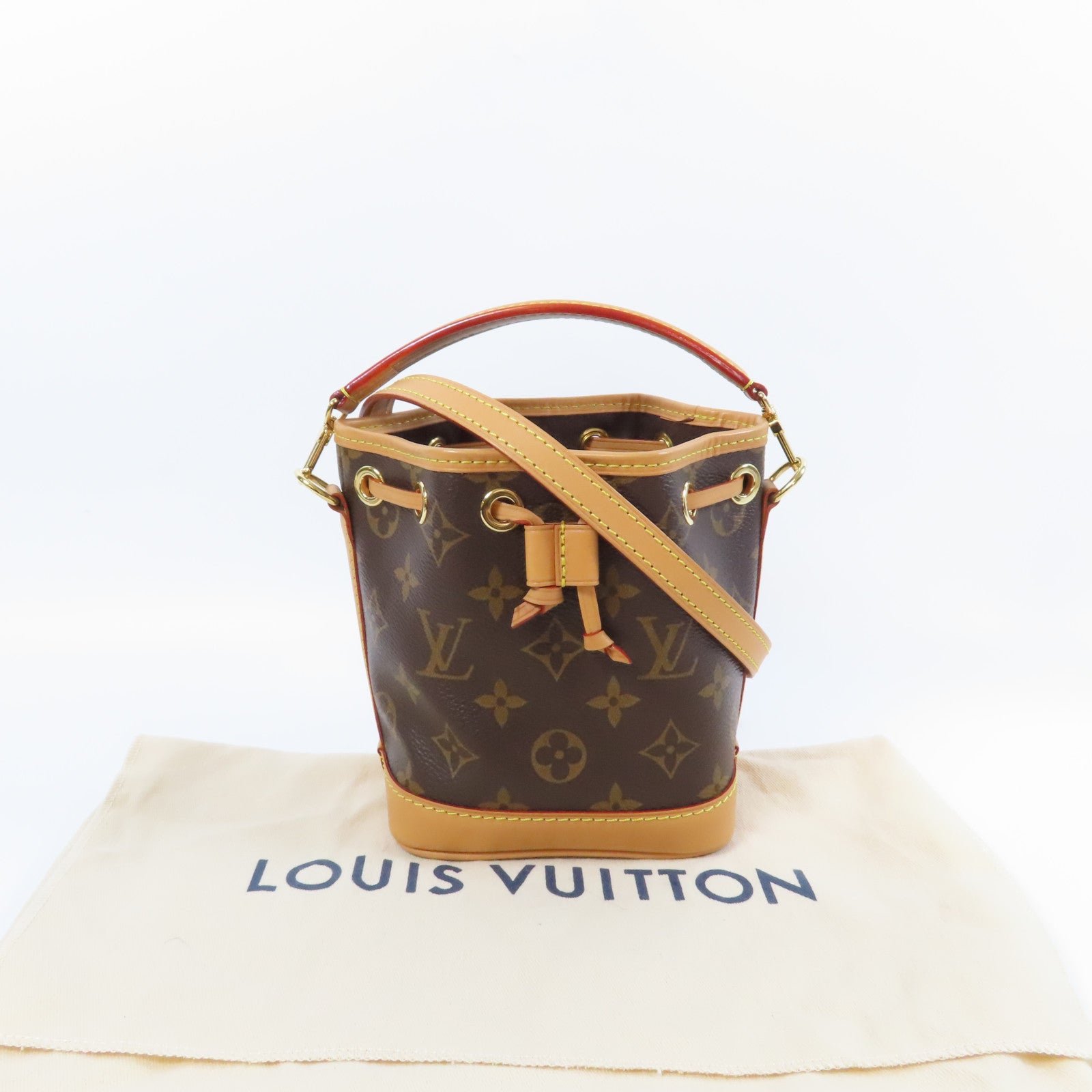LOUIS VUITTON Monogram Nano Noe金扣肩背袋啡色