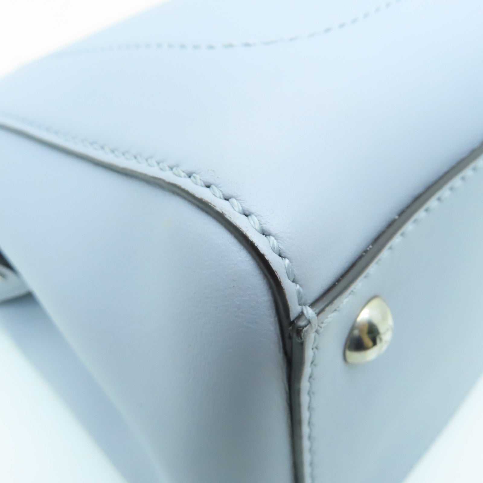 FENDI 牛皮皮革2 Way Shoulder银扣手挽肩背两用袋灰色