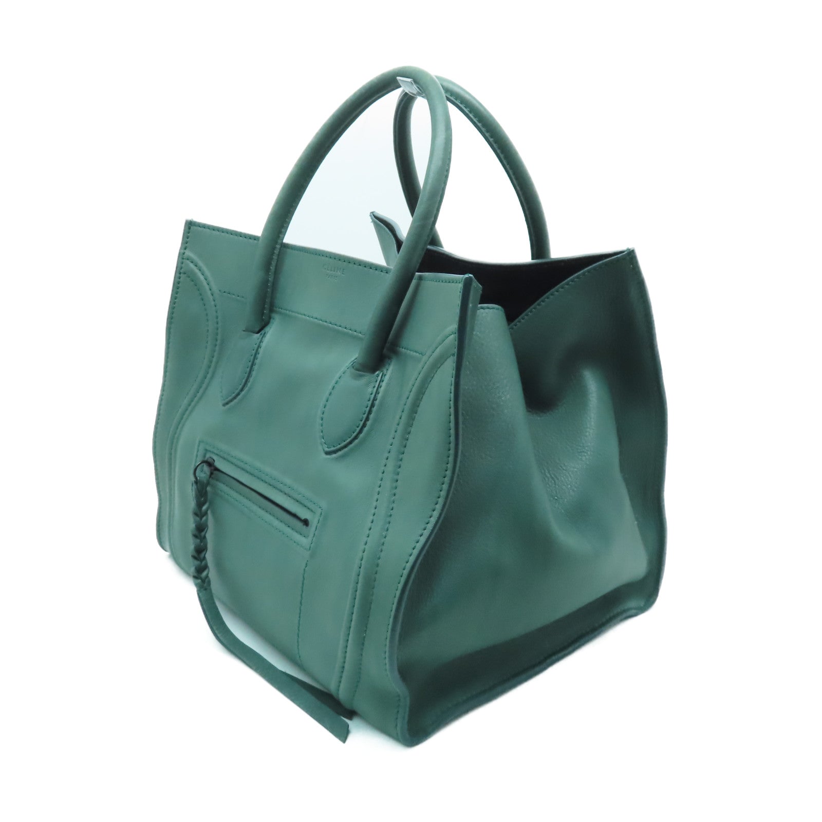 CELINE 牛皮皮革Luggage Phantom手挽袋綠色