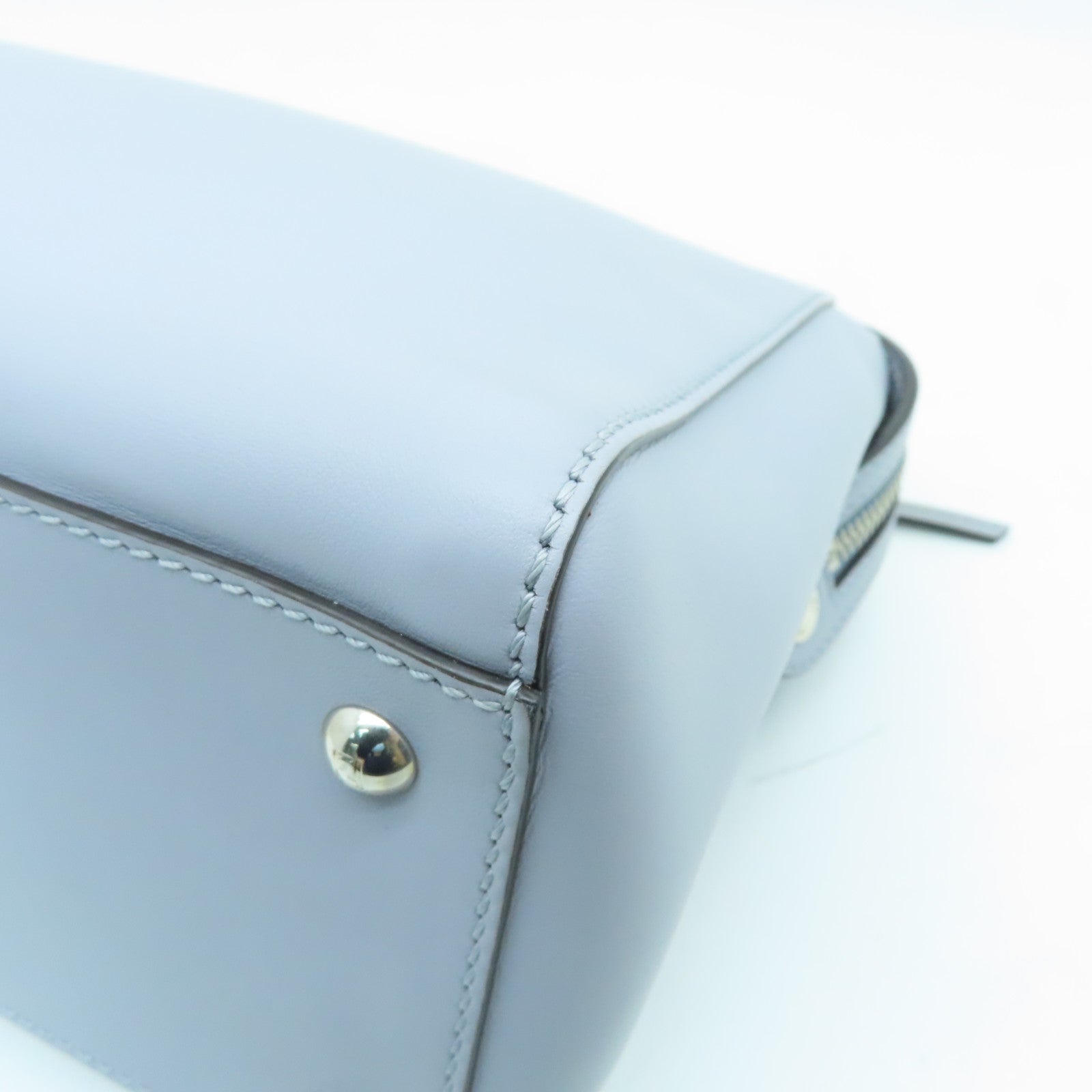 FENDI 牛皮皮革2 Way Shoulder银扣手挽肩背两用袋灰色