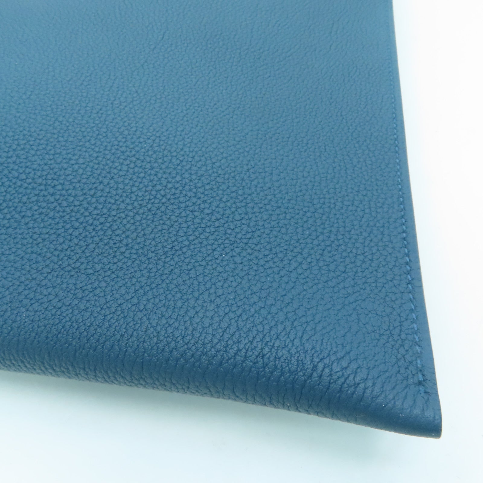 HERMES Togo皮革Clutch Bag银扣手拿包Cobalt Blue