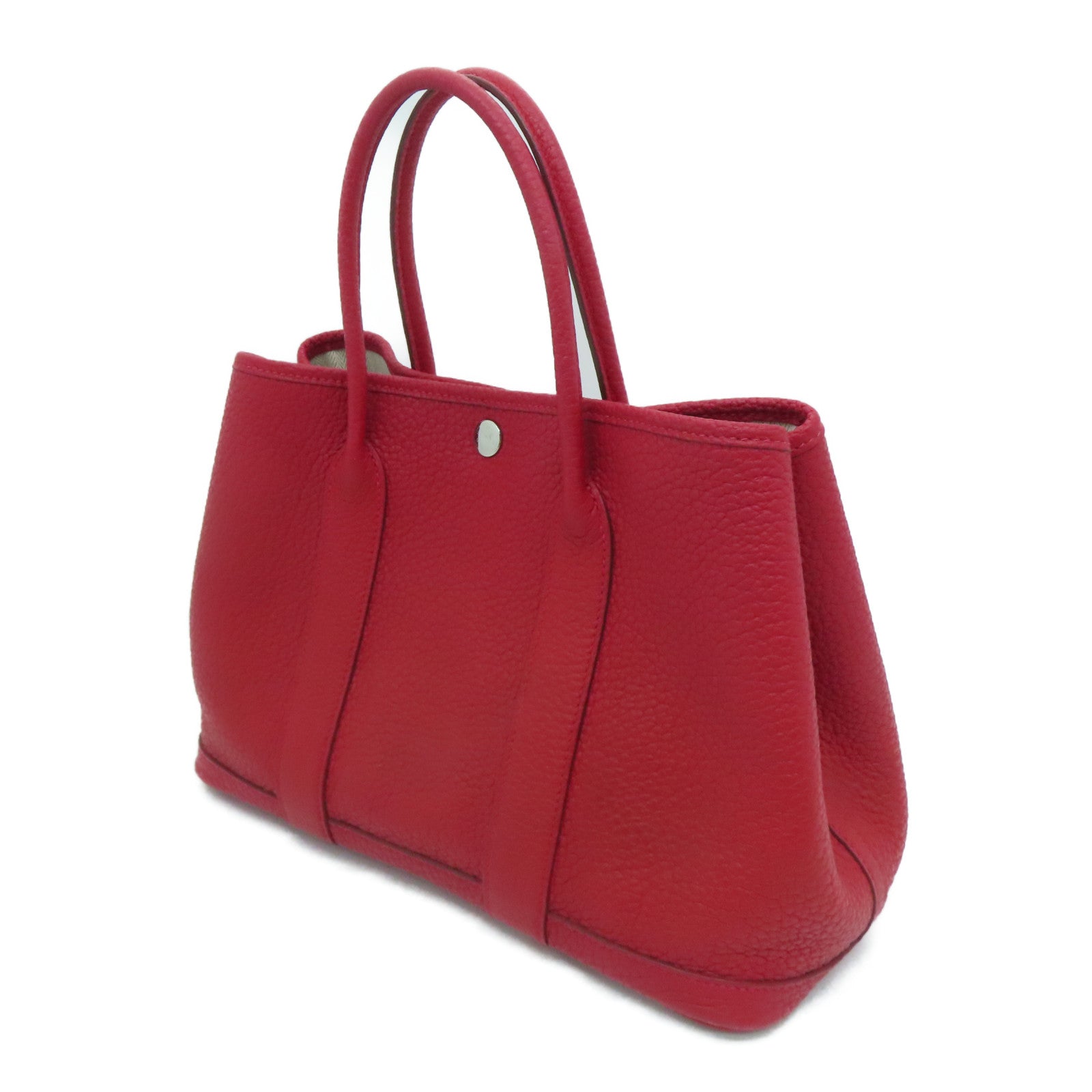 HERMES Country皮革Garden Party TPM銀扣手挽袋紅色
