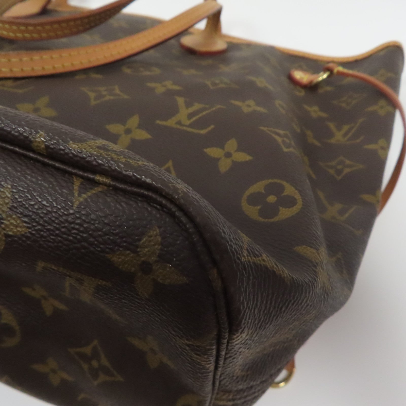 LOUIS VUITTON Monogram Neverfull MM金扣肩背袋啡色