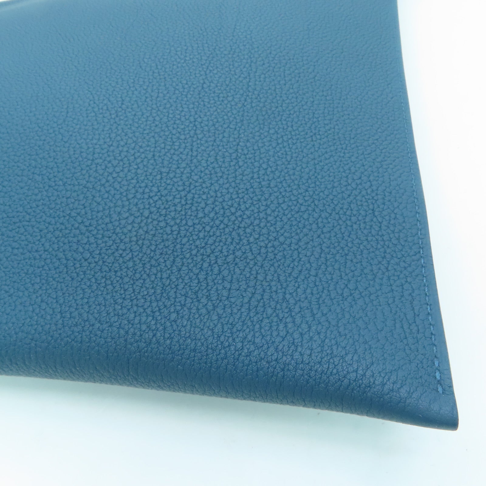 HERMES Togo皮革Clutch Bag银扣手拿包Cobalt Blue