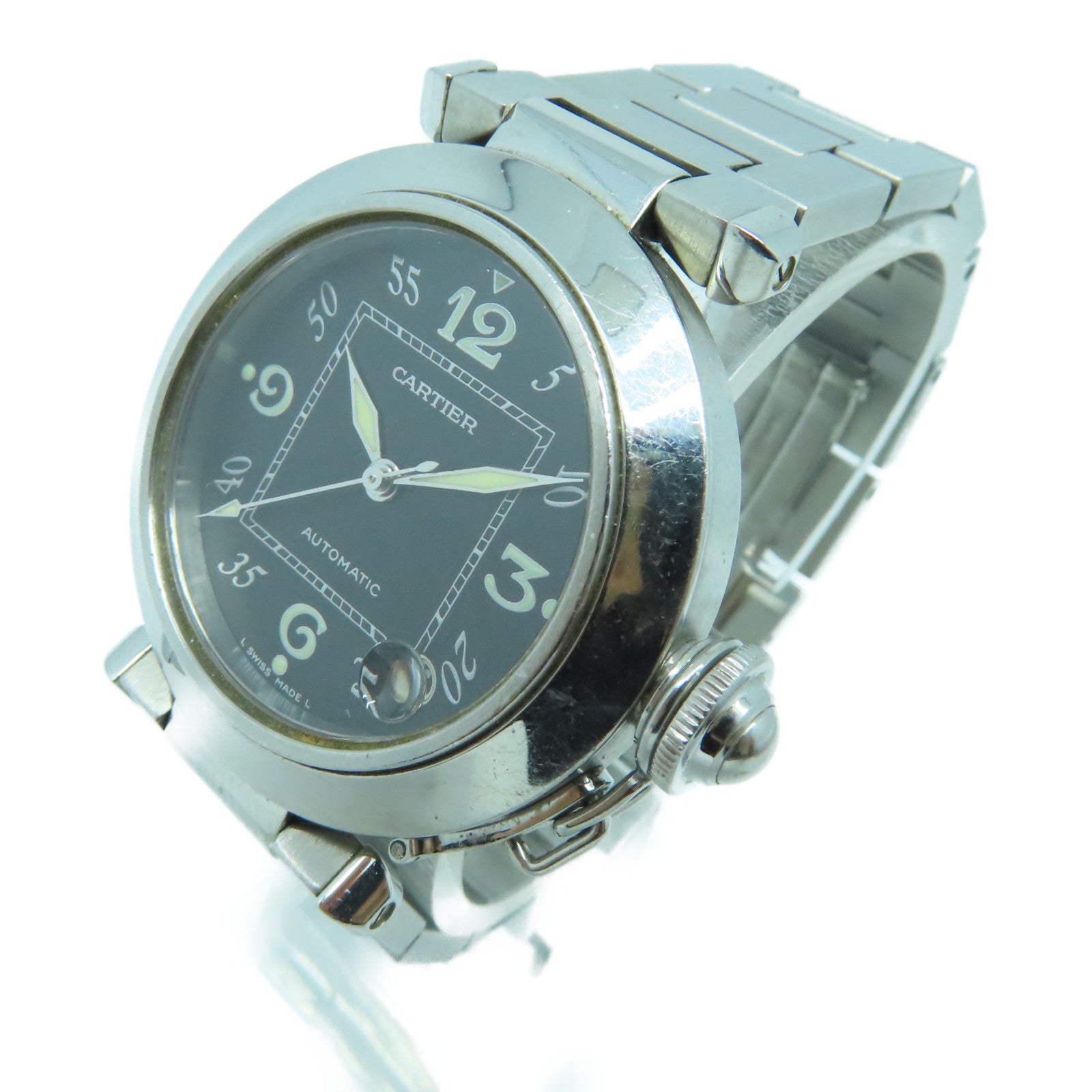 CARTIER Pasha C不鏽鋼手錶自動機芯黑色