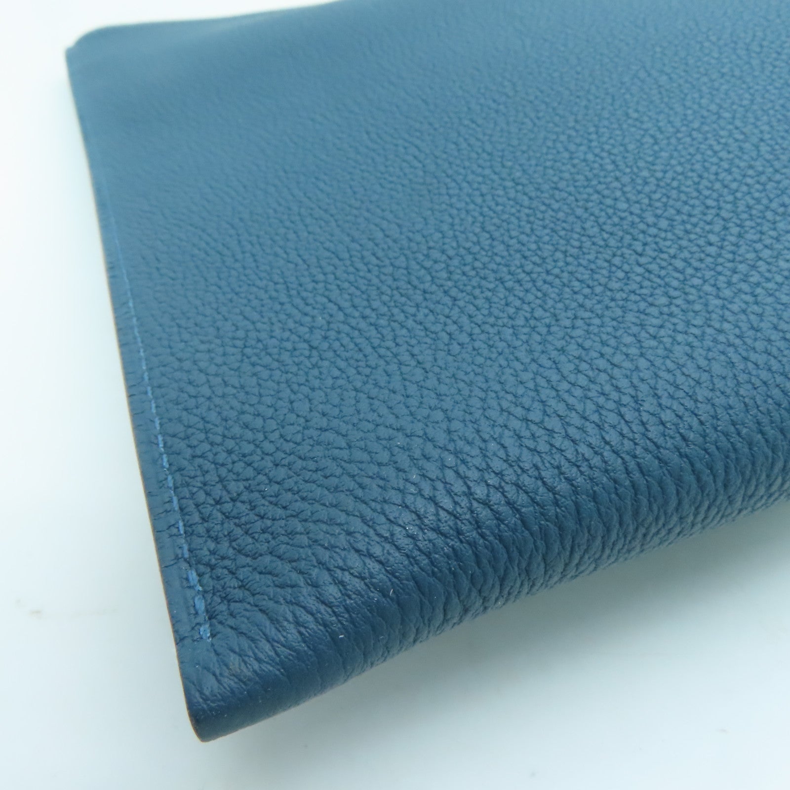 HERMES Togo皮革Clutch Bag银扣手拿包Cobalt Blue