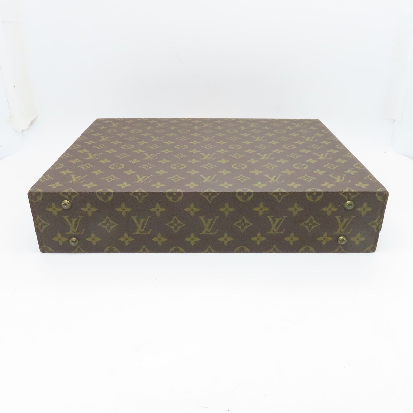 LOUIS VUITTON Monogram Valise President Briefcase Gold Buckle Bag Brown
