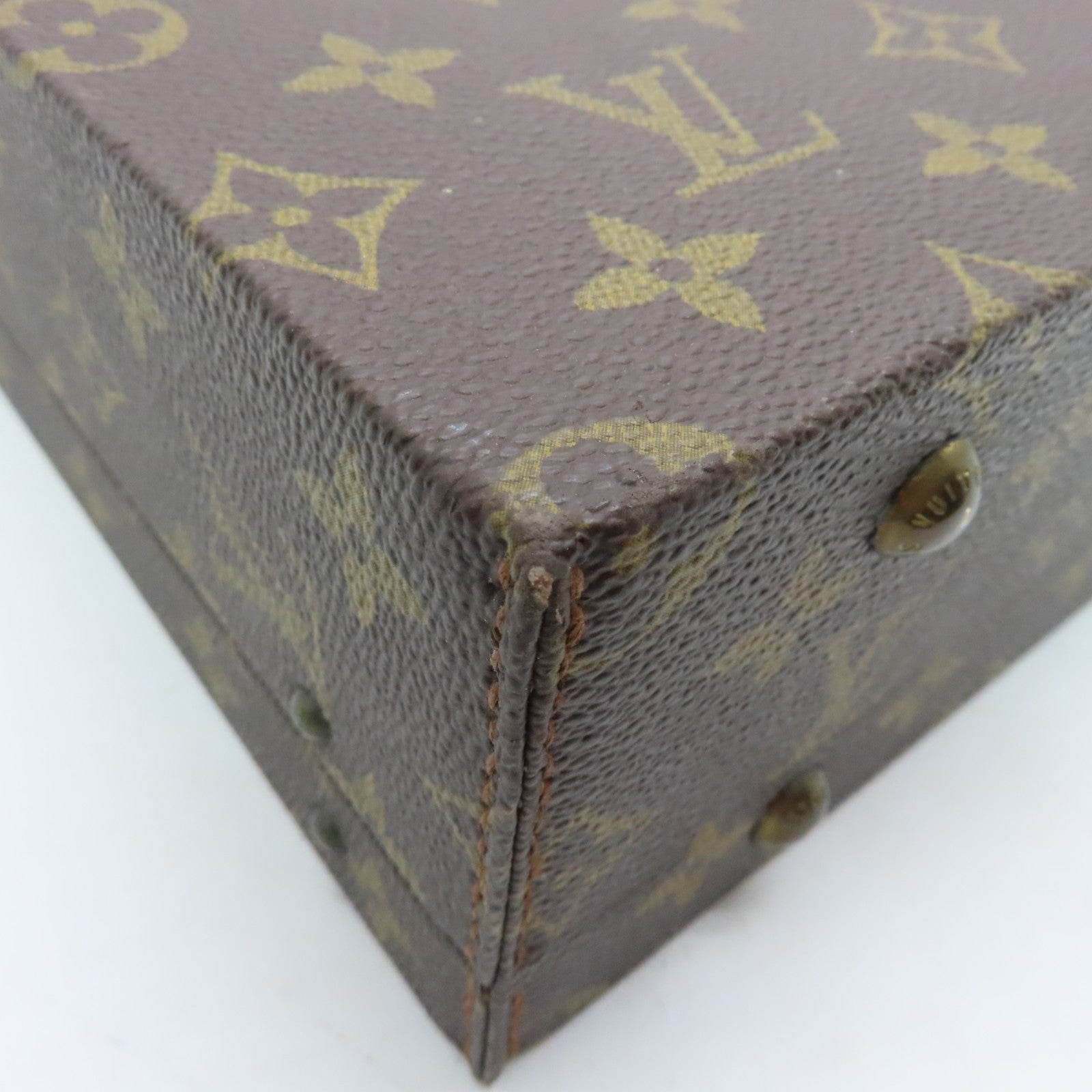 LOUIS VUITTON Monogram Valise President Briefcase Gold Buckle Bag Brown