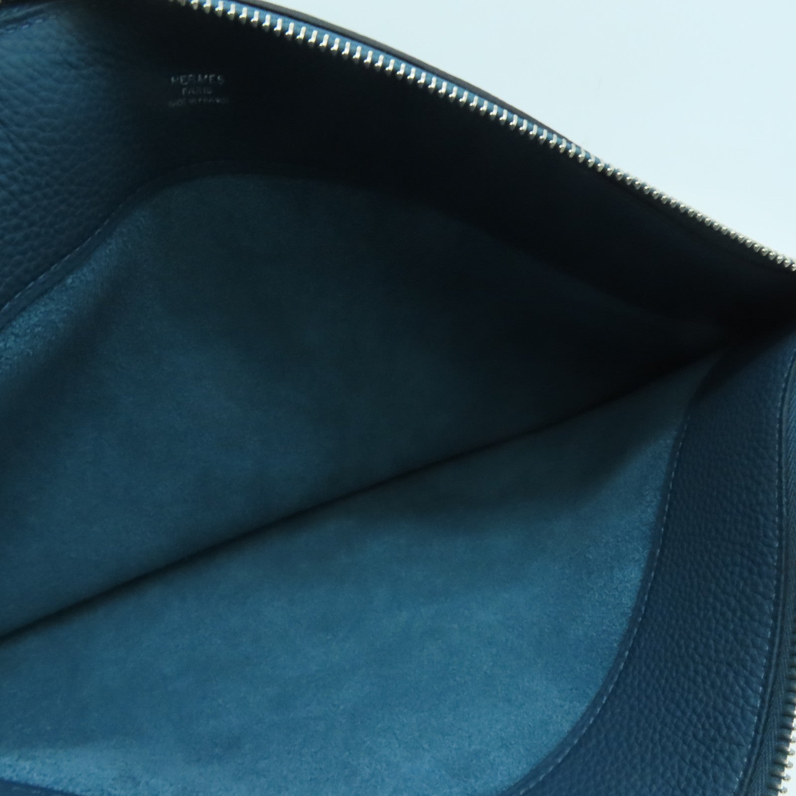 HERMES Togo皮革Clutch Bag银扣手拿包Cobalt Blue