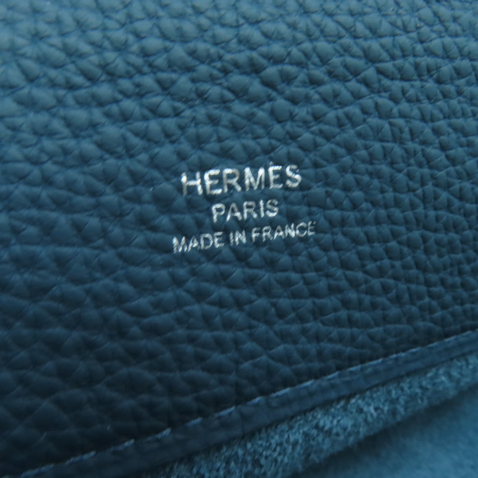 HERMES Togo皮革Clutch Bag银扣手拿包Cobalt Blue