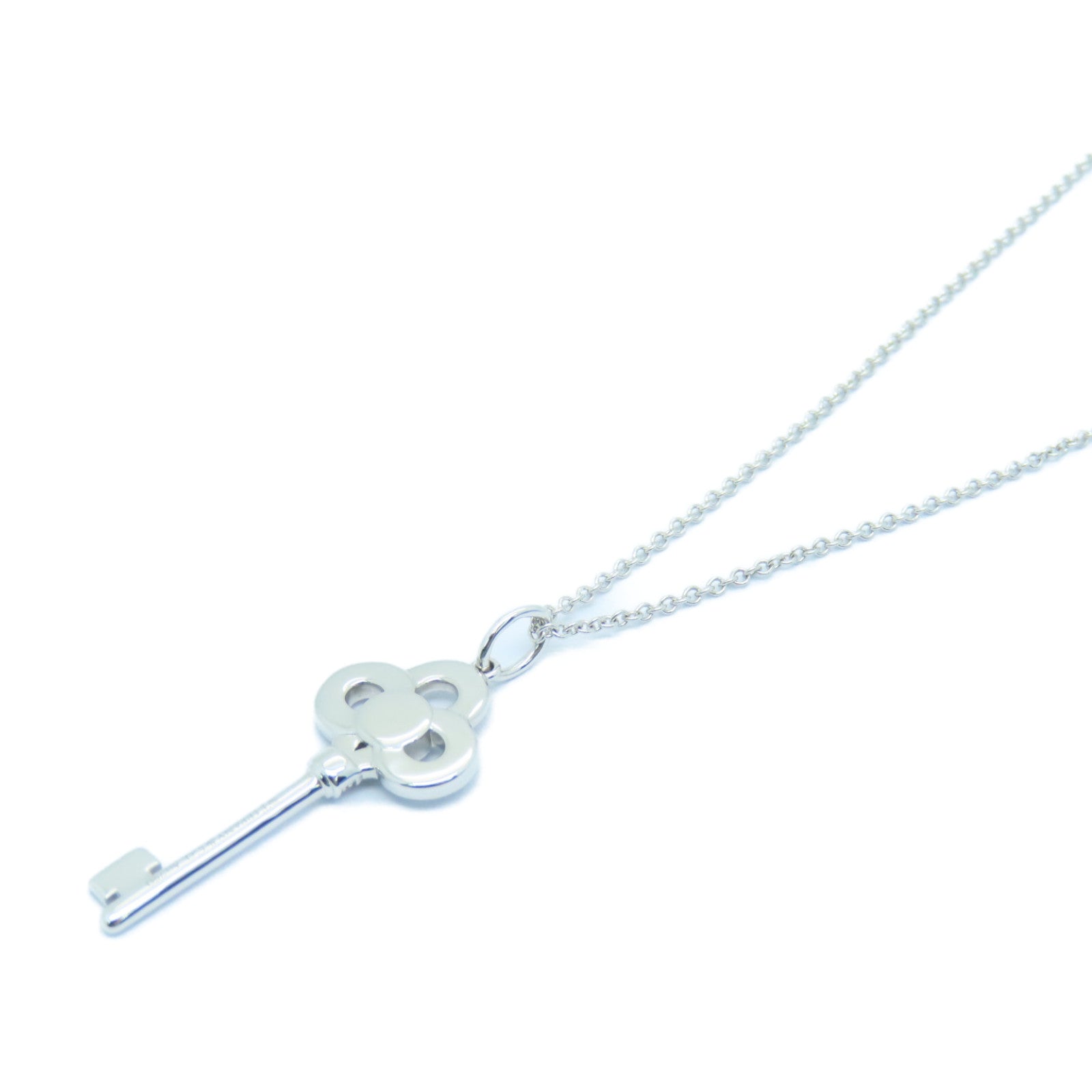 TIFFANY&amp;CO 18K White Gold Crown Key Necklace Necklace
