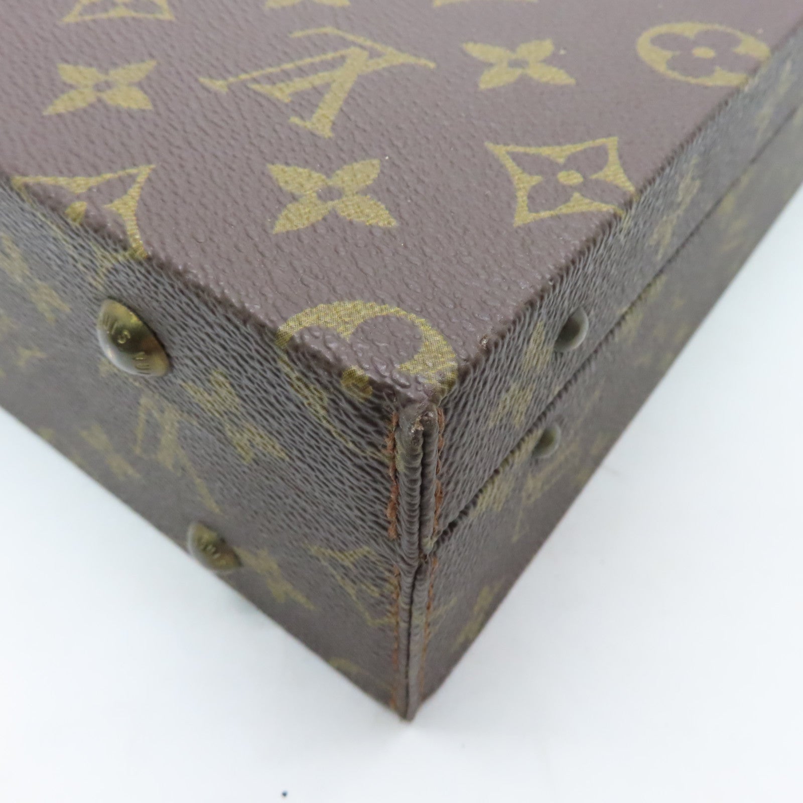 LOUIS VUITTON Monogram Valise President Briefcase Gold Buckle Bag Brown