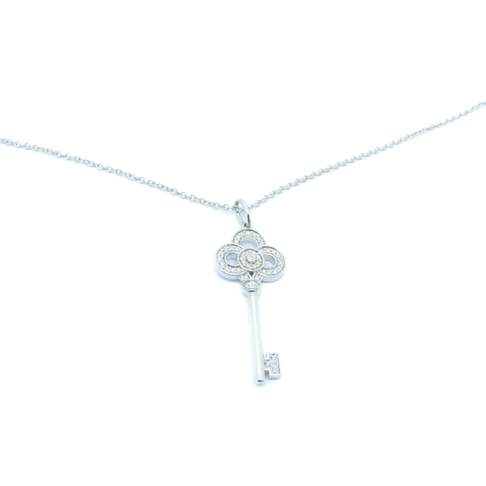 TIFFANY&amp;CO 18K White Gold Crown Key Necklace Necklace