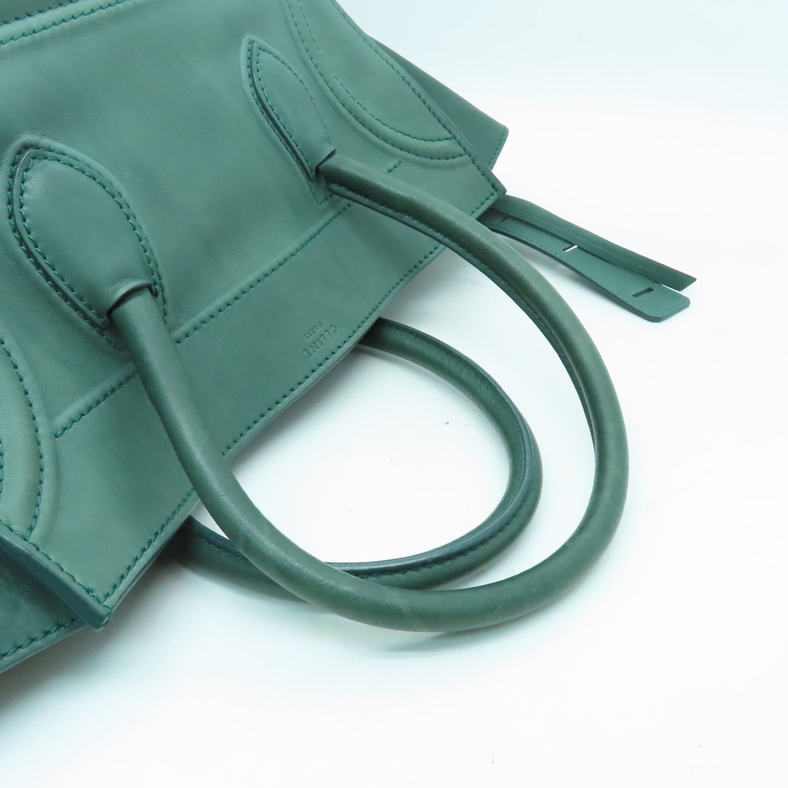 CELINE 牛皮皮革Luggage Phantom手挽袋綠色
