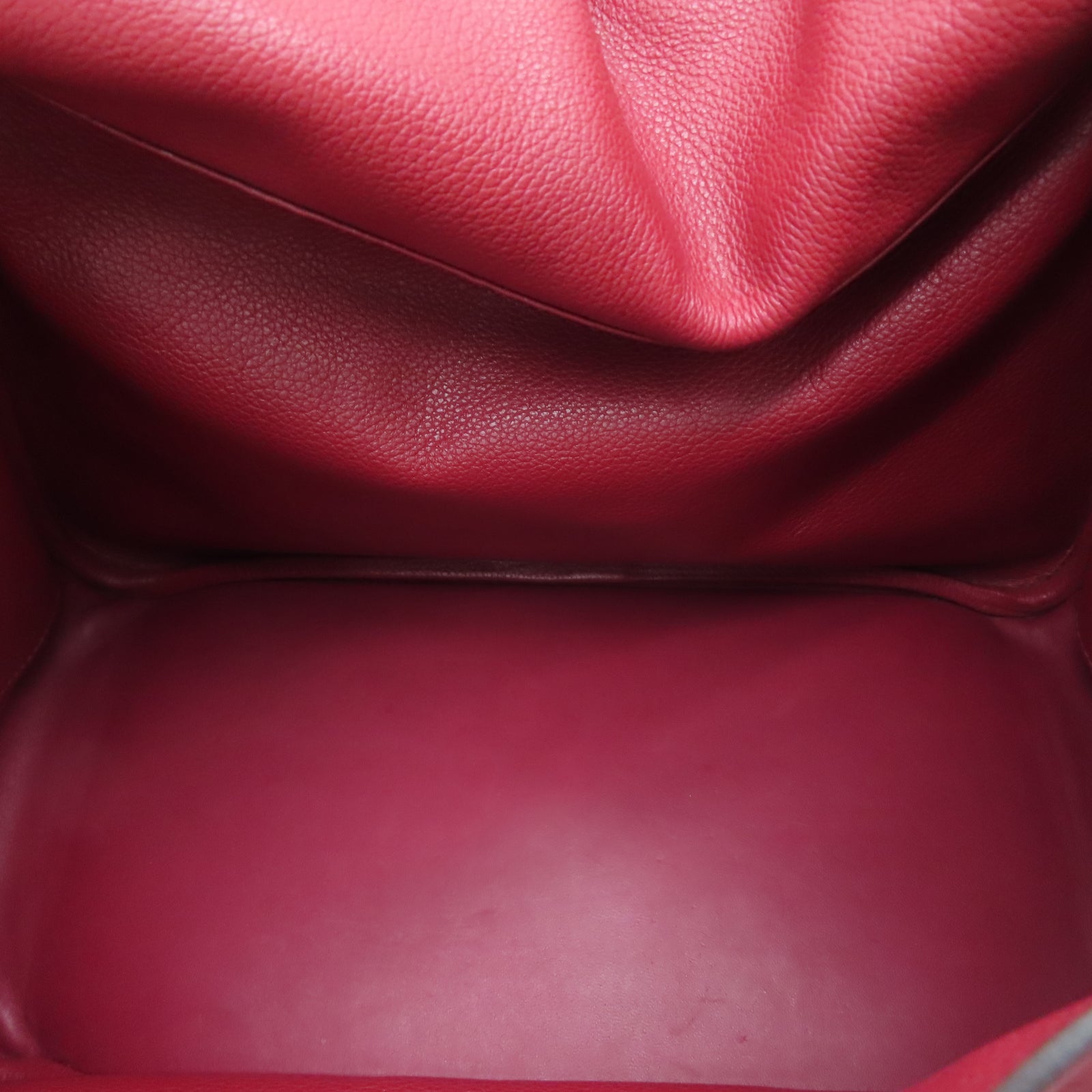 HERMES Evercolor Cowhide Leather Lindy 30 Silver Buckle Handle Shoulder Bag Hermes Red