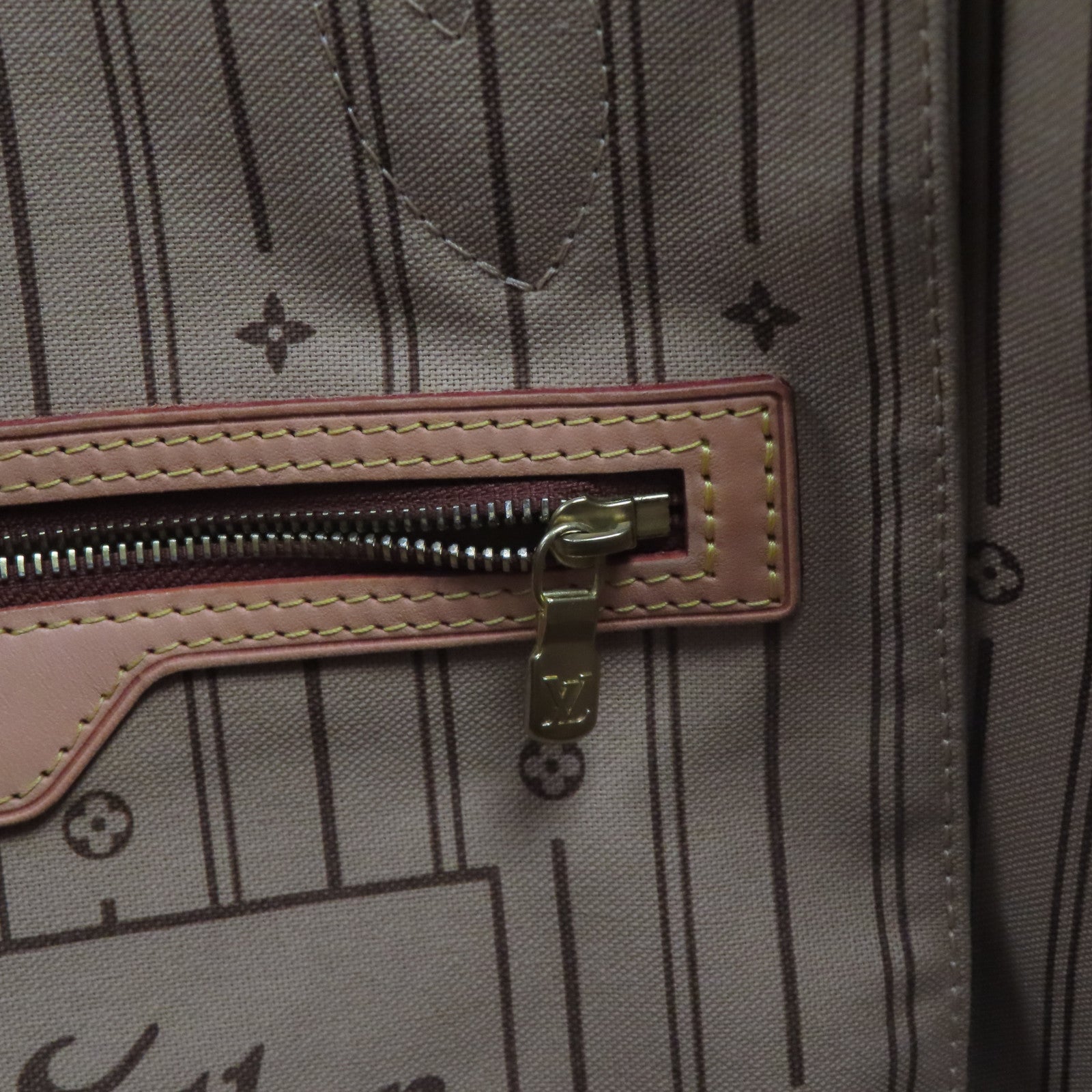 LOUIS VUITTON Monogram Neverfull MM金扣肩背袋啡色