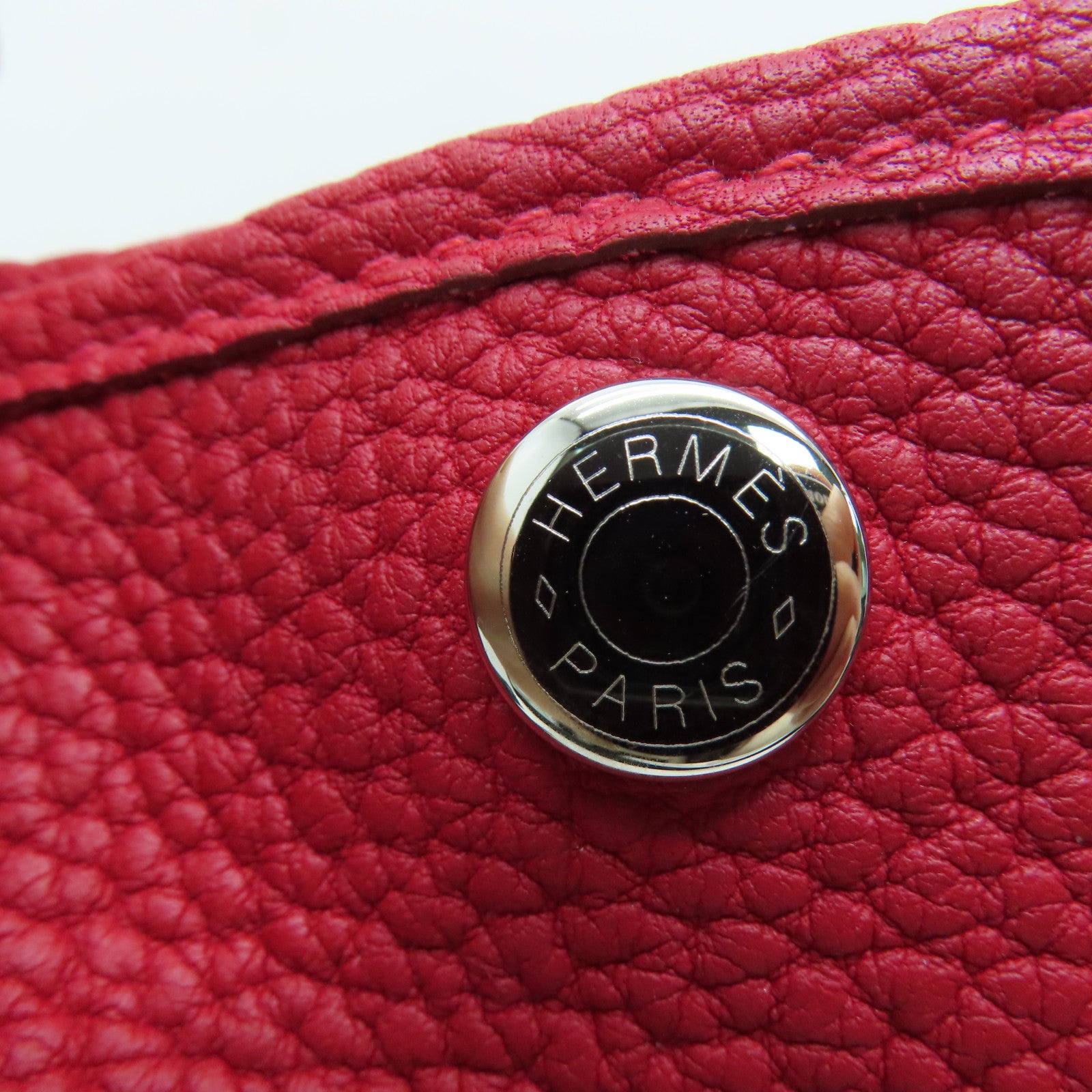 HERMES Country皮革Garden Party TPM銀扣手挽袋紅色