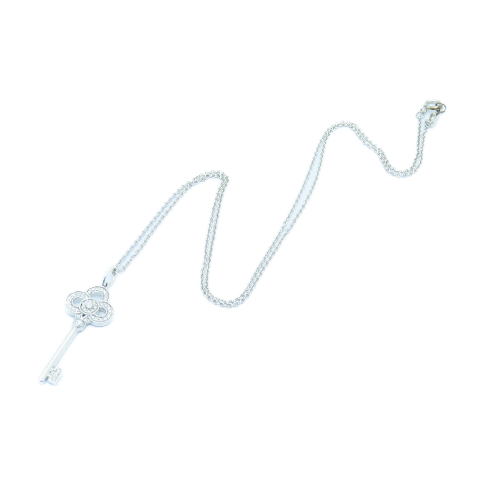 TIFFANY&amp;CO 18K White Gold Crown Key Necklace Necklace
