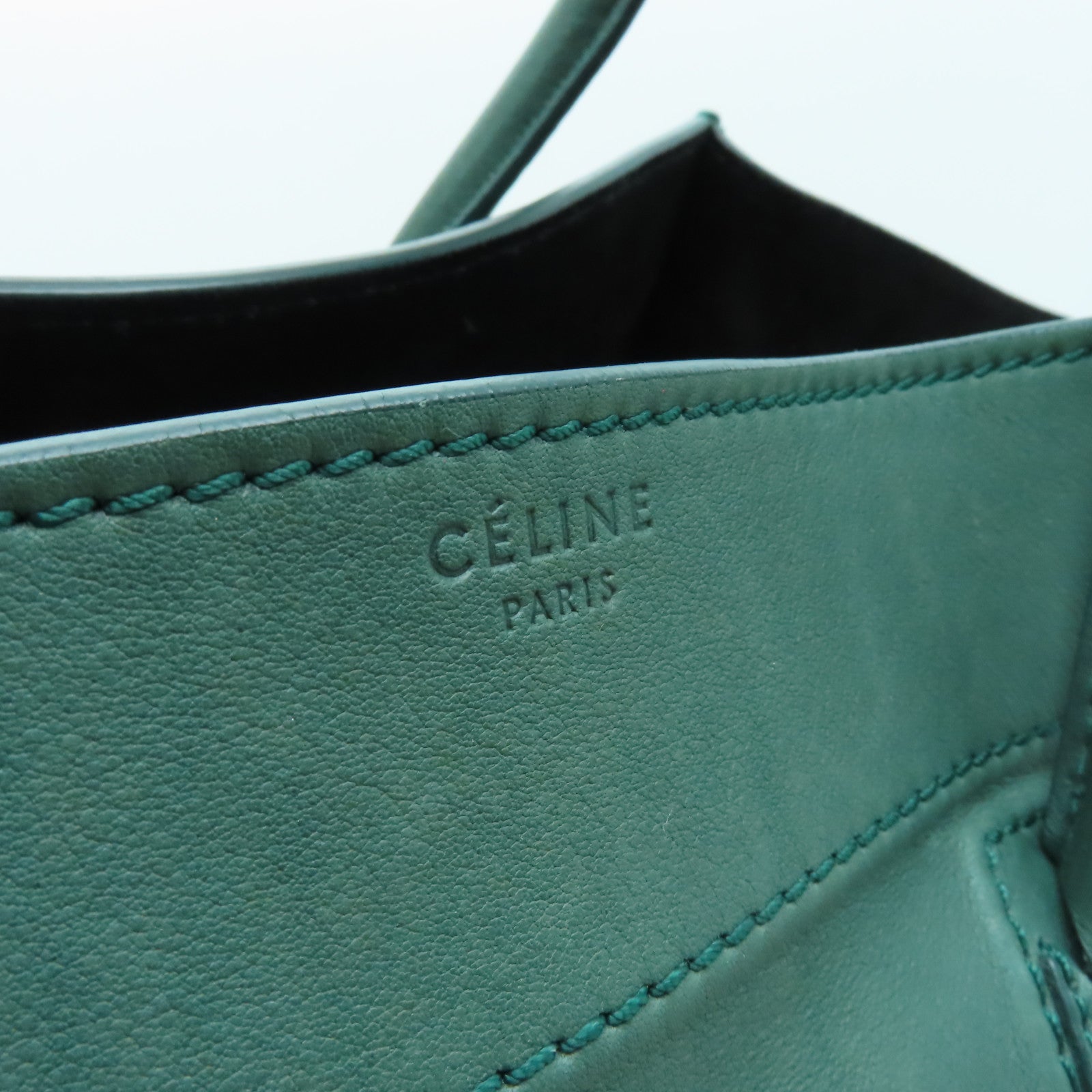 CELINE 牛皮皮革Luggage Phantom手挽袋綠色