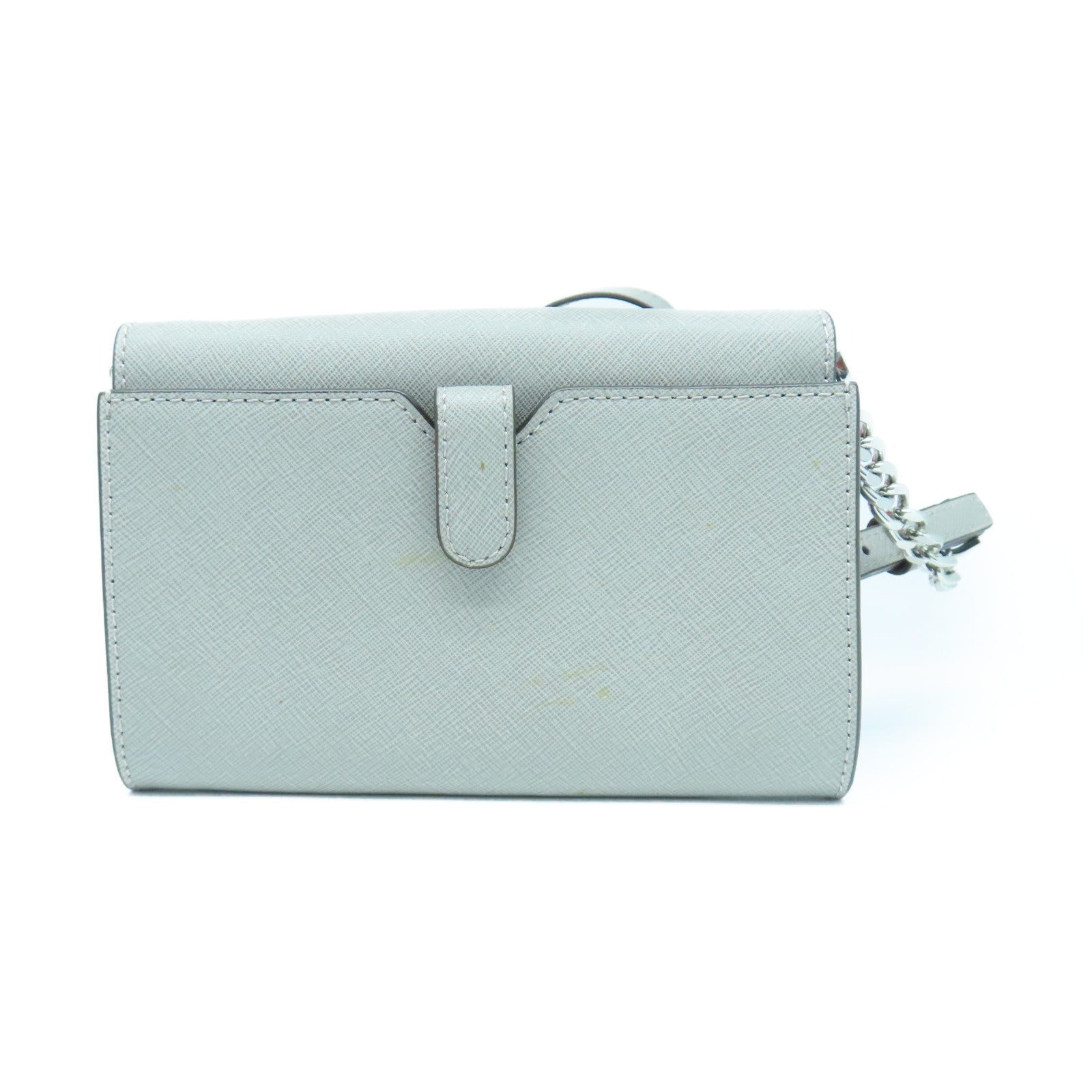 Michael Kors Leather Shoulder Bag Silver Buckle Chain Shoulder Bag Gray