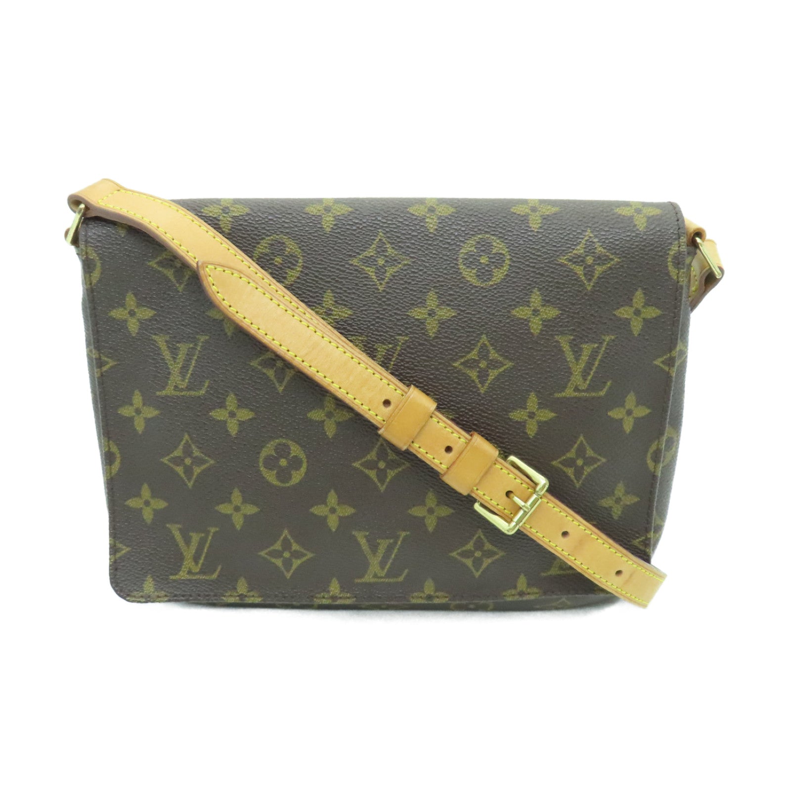 LOUIS VUITTON Monogram Musette Tango金扣肩背袋棕色