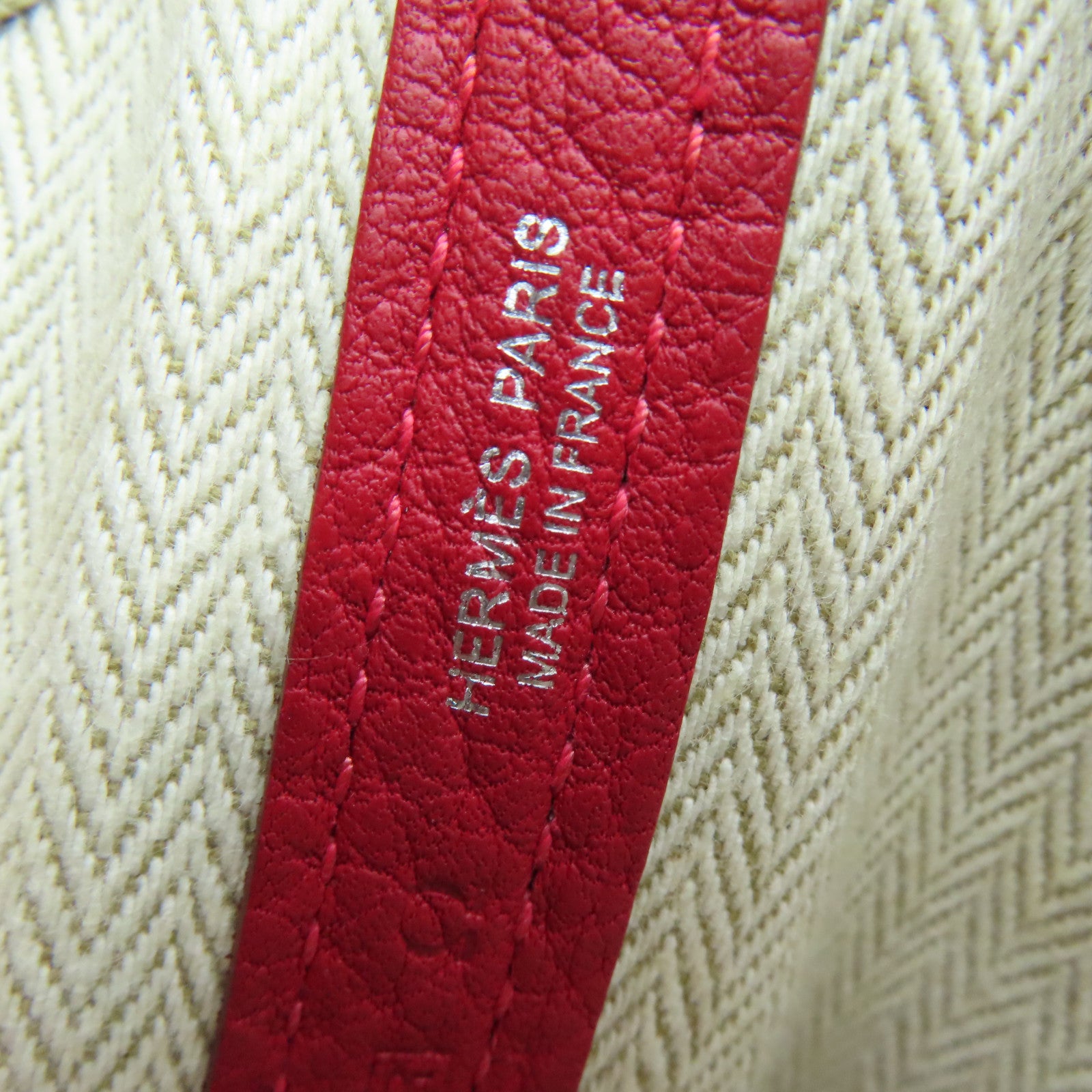 HERMES Country皮革Garden Party TPM銀扣手挽袋紅色