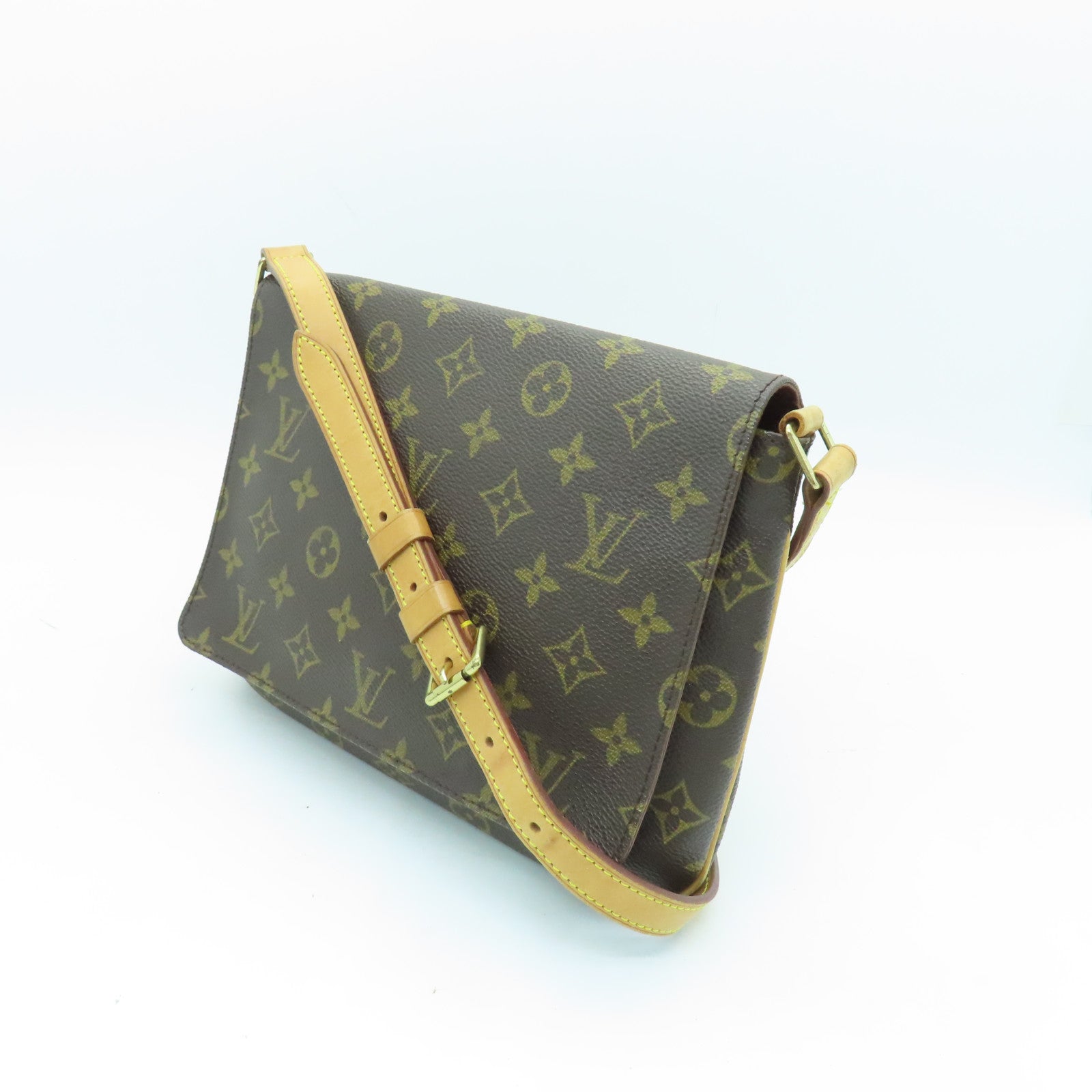 LOUIS VUITTON Monogram Musette Tango金扣肩背袋棕色