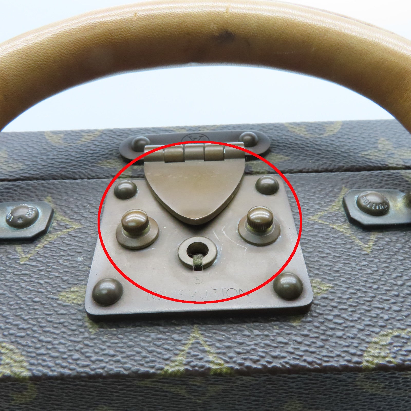 LOUIS VUITTON Monogram Valise President Briefcase Gold Buckle Bag Brown