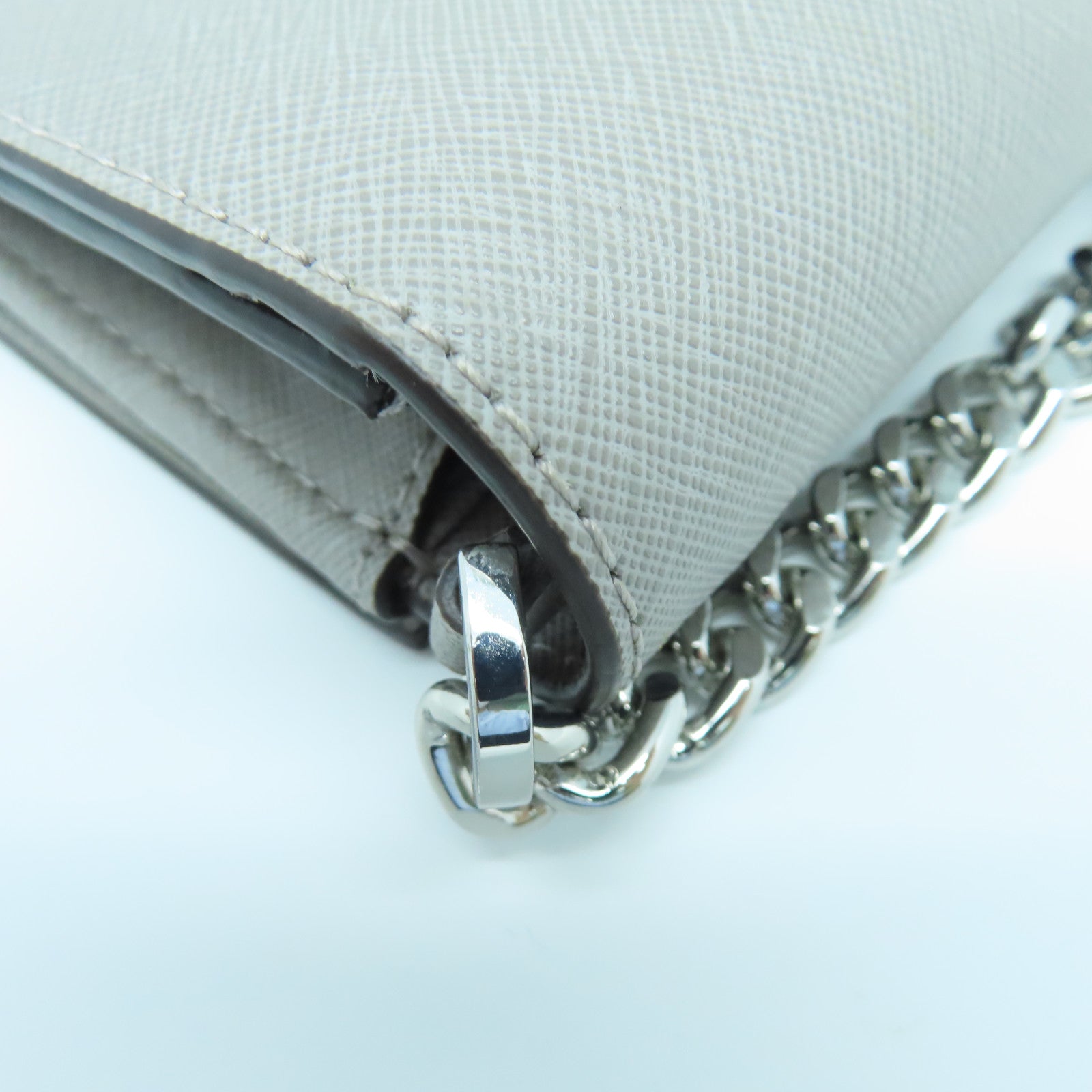 Michael Kors Leather Shoulder Bag Silver Buckle Chain Shoulder Bag Gray